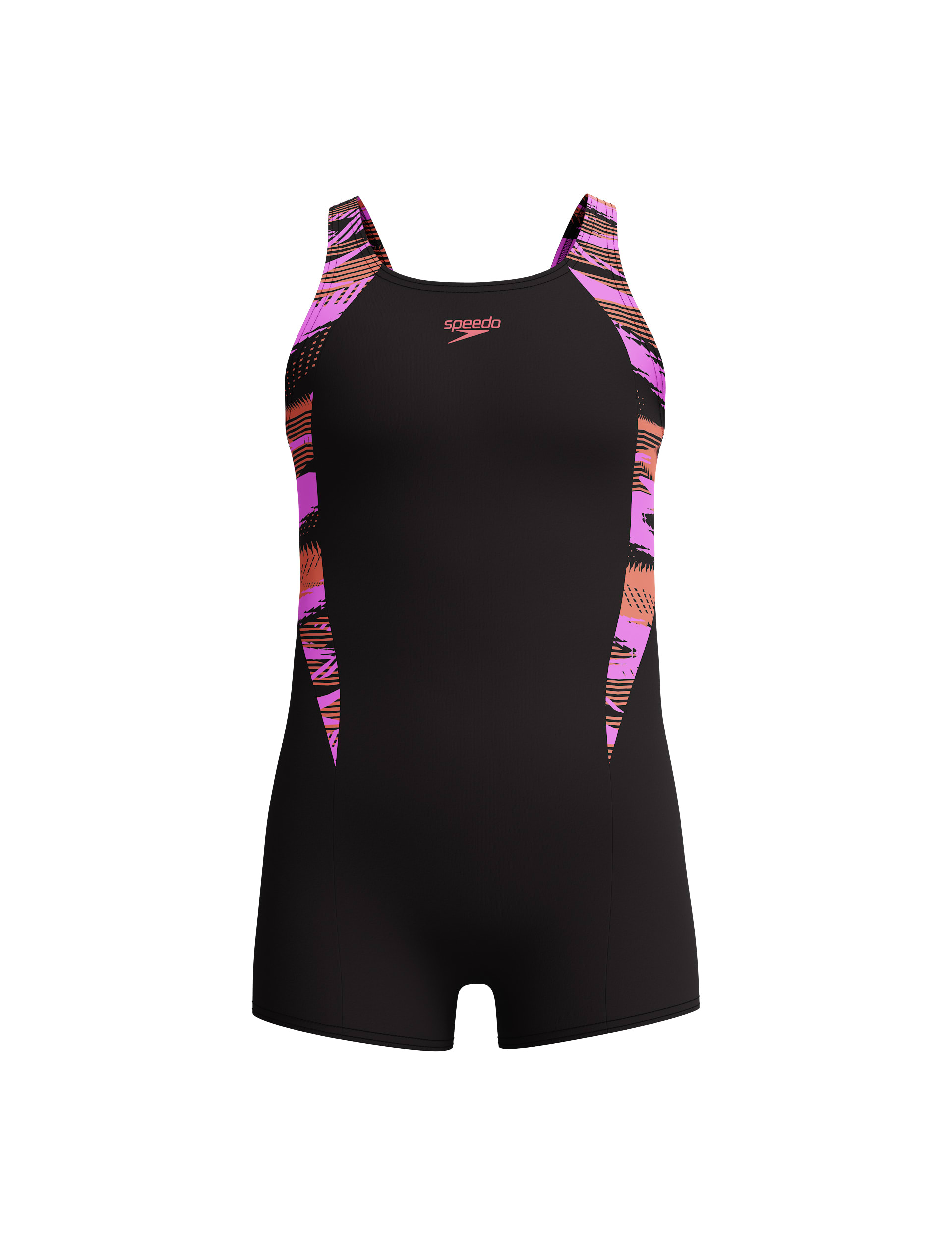 Speedo Girls Hyperboom Splice Legsuit Patterned Swimsuit (5-16 Yrs) - 11-12 - Black, Black