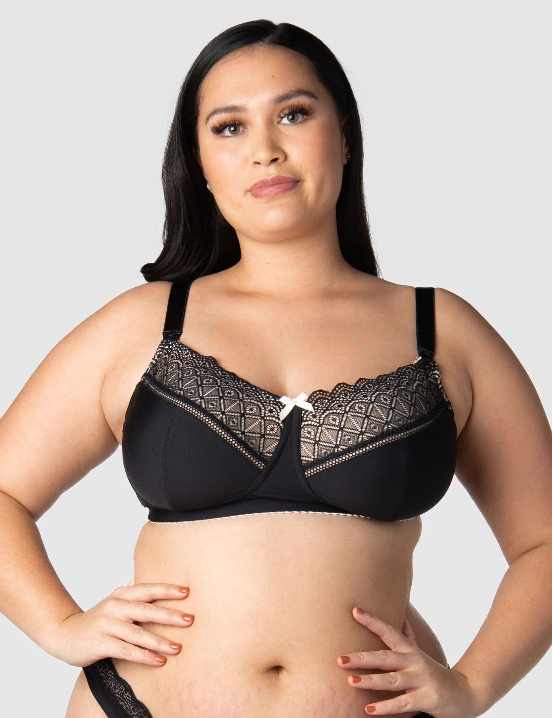 Hotmilk Women's Show Off Lace Non Wired Nursing Bra C-H - 40GG - Black, Ivory,Black