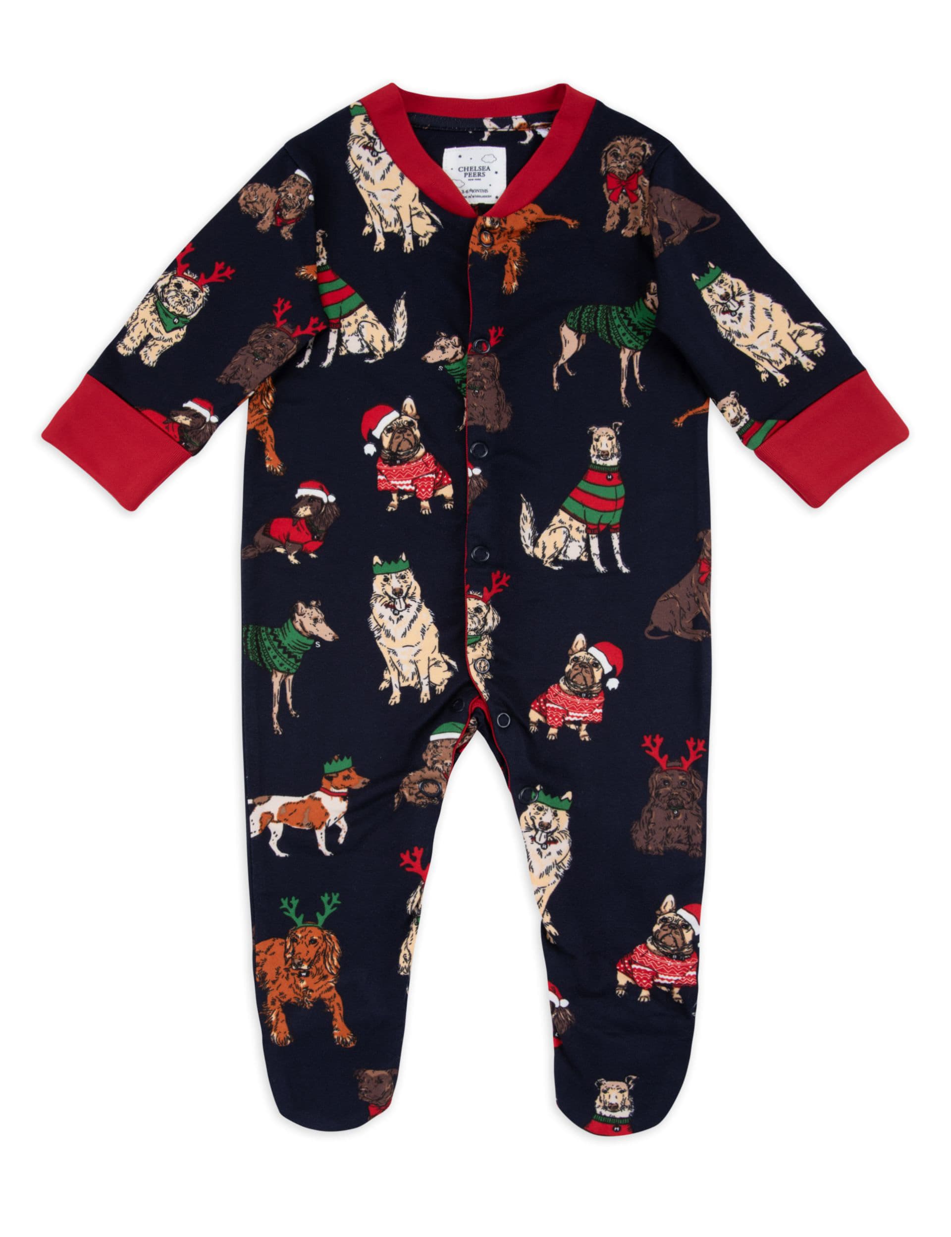 Chelsea Peers Christmas Dog Sleepsuit (0-9 Mths) - 3-6M - Navy Mix, Navy Mix