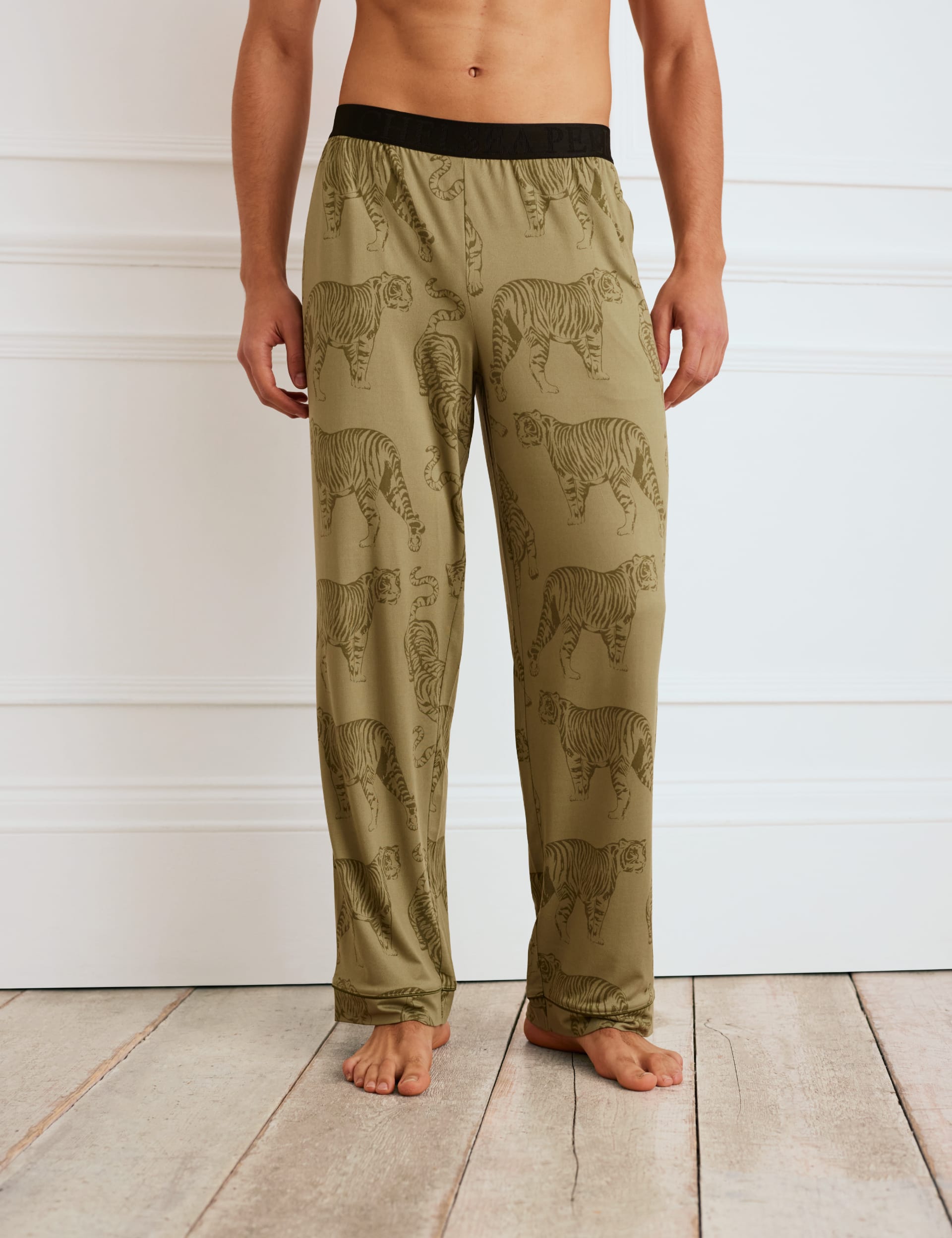 Chelsea Peers Men's Printed Pyjama Bottoms - L - Khaki Mix, Khaki Mix