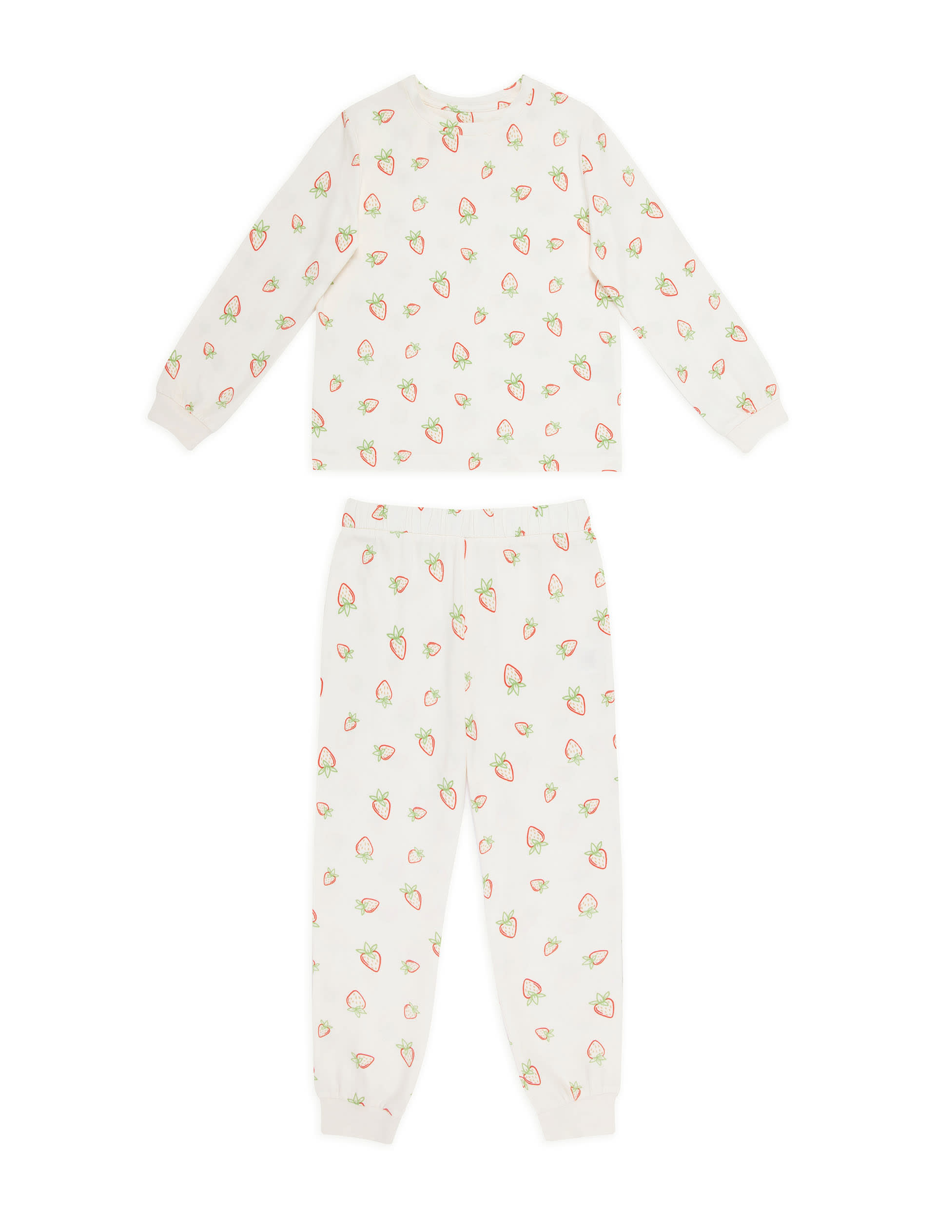 Chelsea Peers Cotton Rich Strawberry Print Pyjamas (1-12 Yrs) - 9-10Y - Cream Mix, Cream Mix