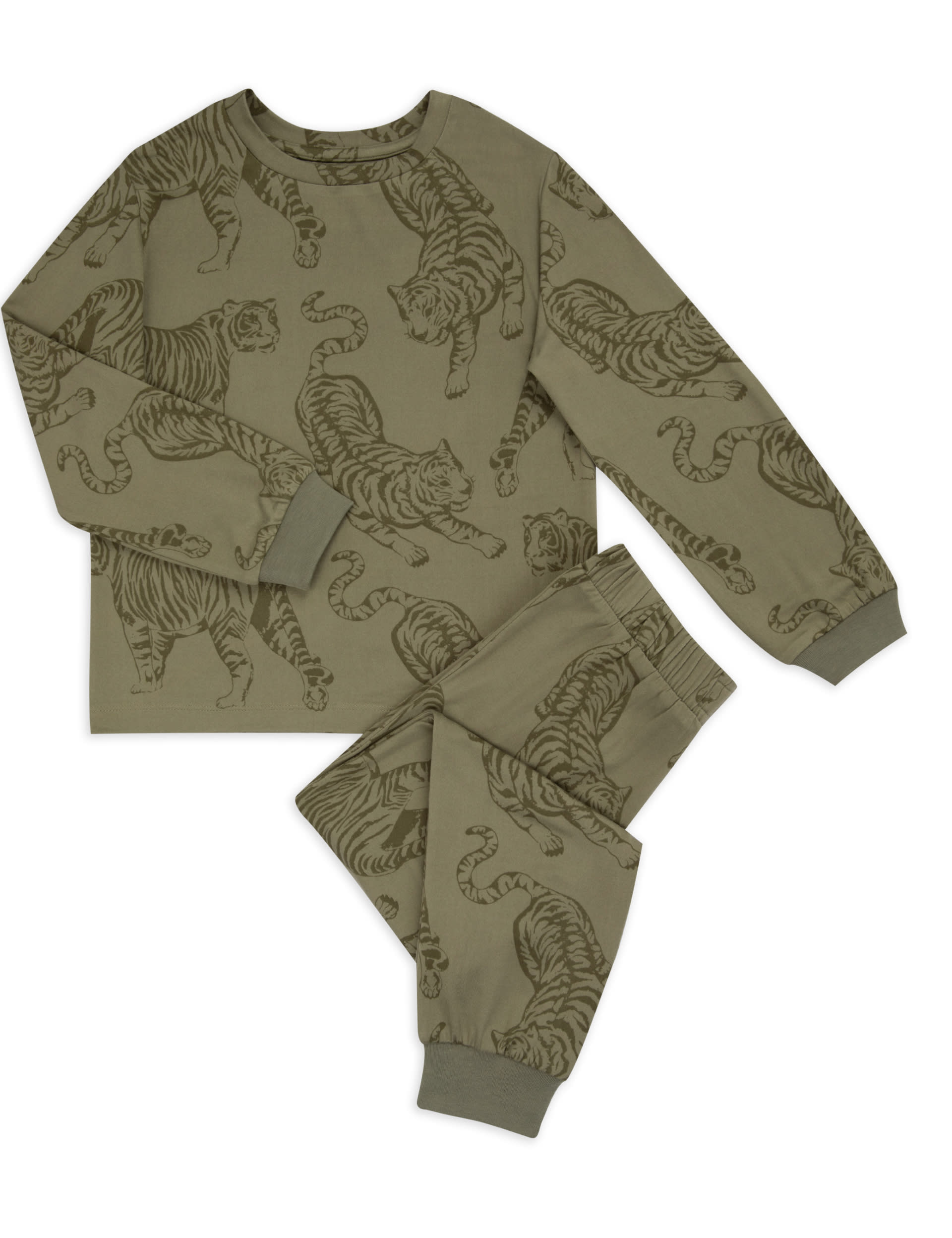 Chelsea Peers Tiger Print Pyjamas (1-12 Yrs) - 1-2Y - Khaki Mix, Khaki Mix