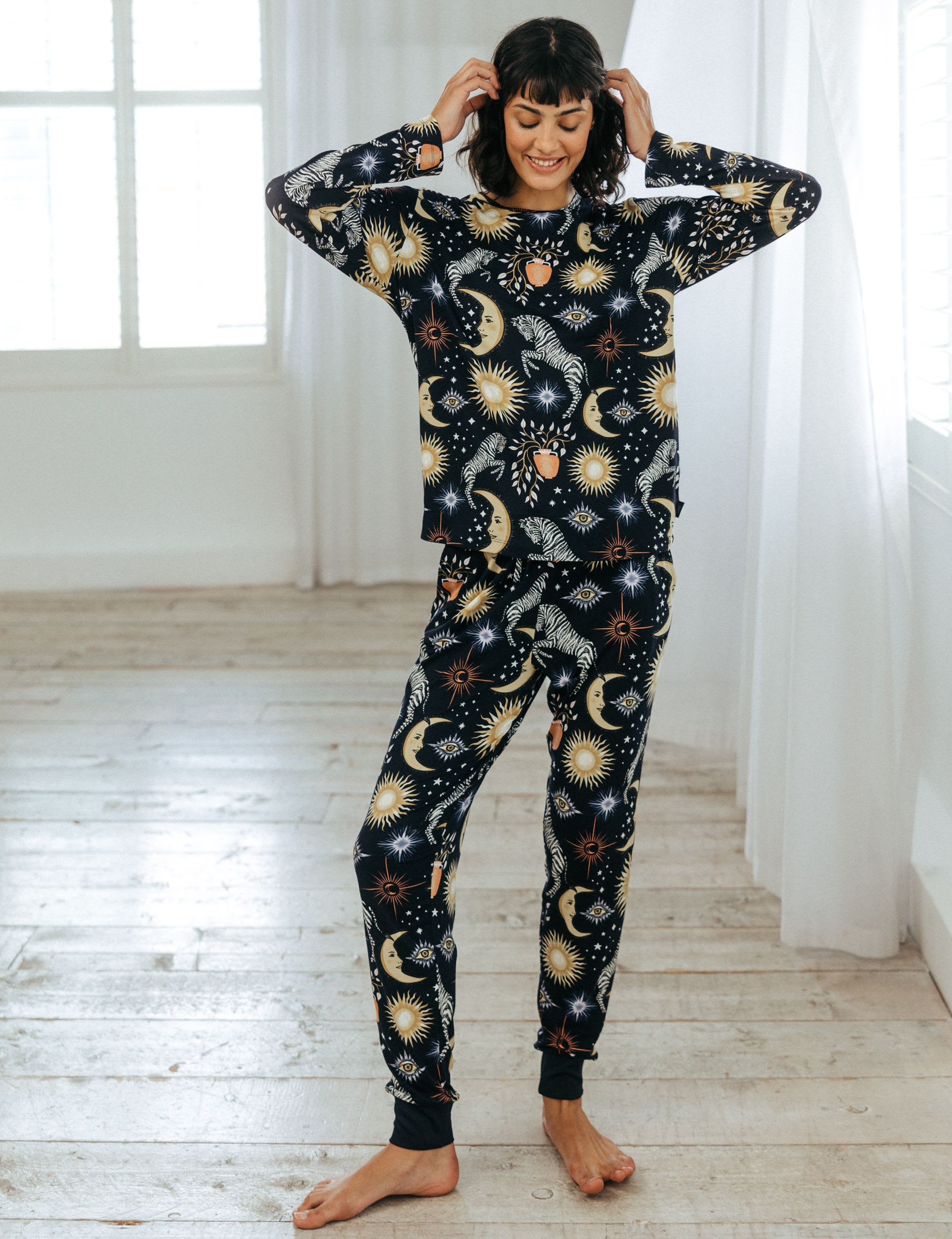 Chelsea Peers Women's Celestial Print Pyjama Set - 12 - Navy Mix, Navy Mix