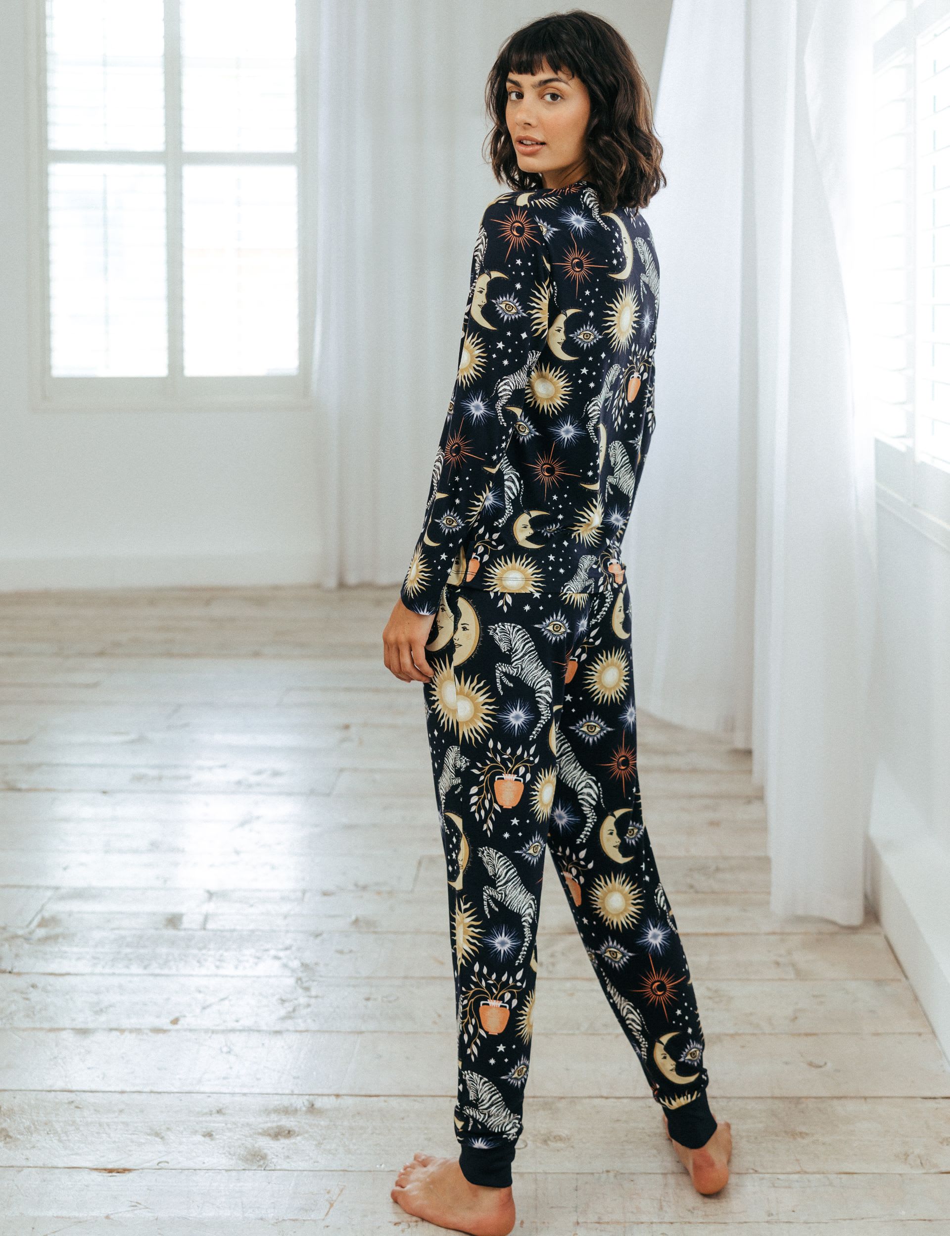 Chelsea Peers Women's Celestial Print Pyjama Set - 12 - Navy Mix, Navy Mix