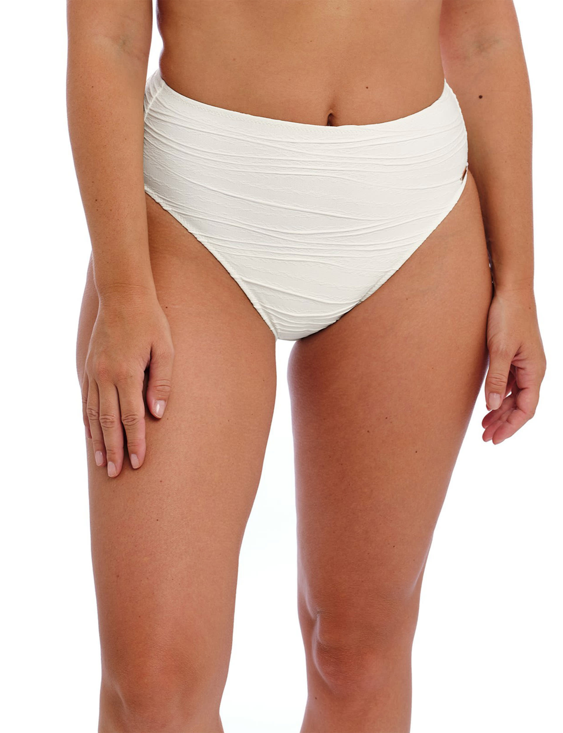 Fantasie Women's Beach Waves High Waisted Bikini Bottoms - L - Cream, Cream