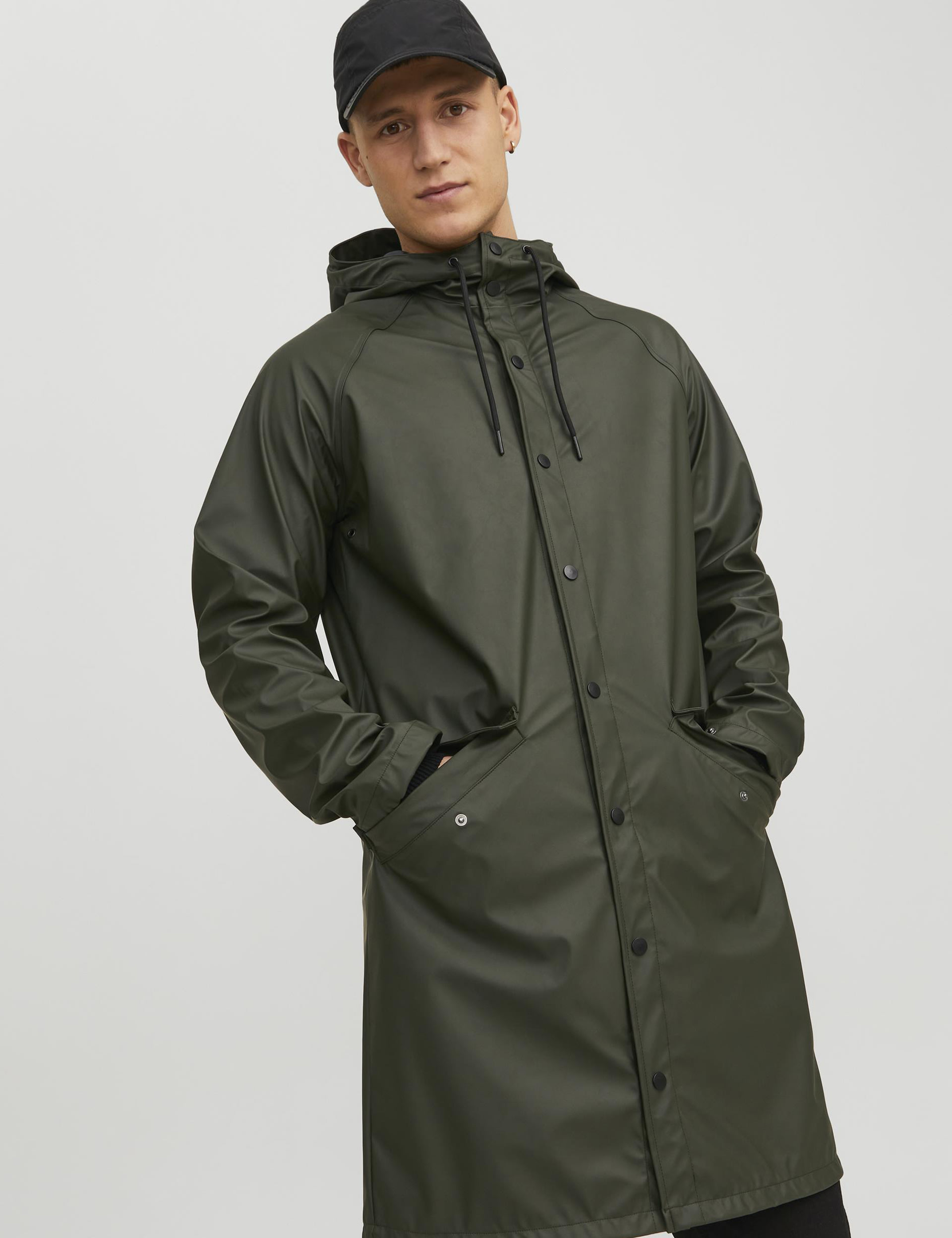 Jack & Jones Men's Hooded Waterproof Coat - S - Khaki, Khaki