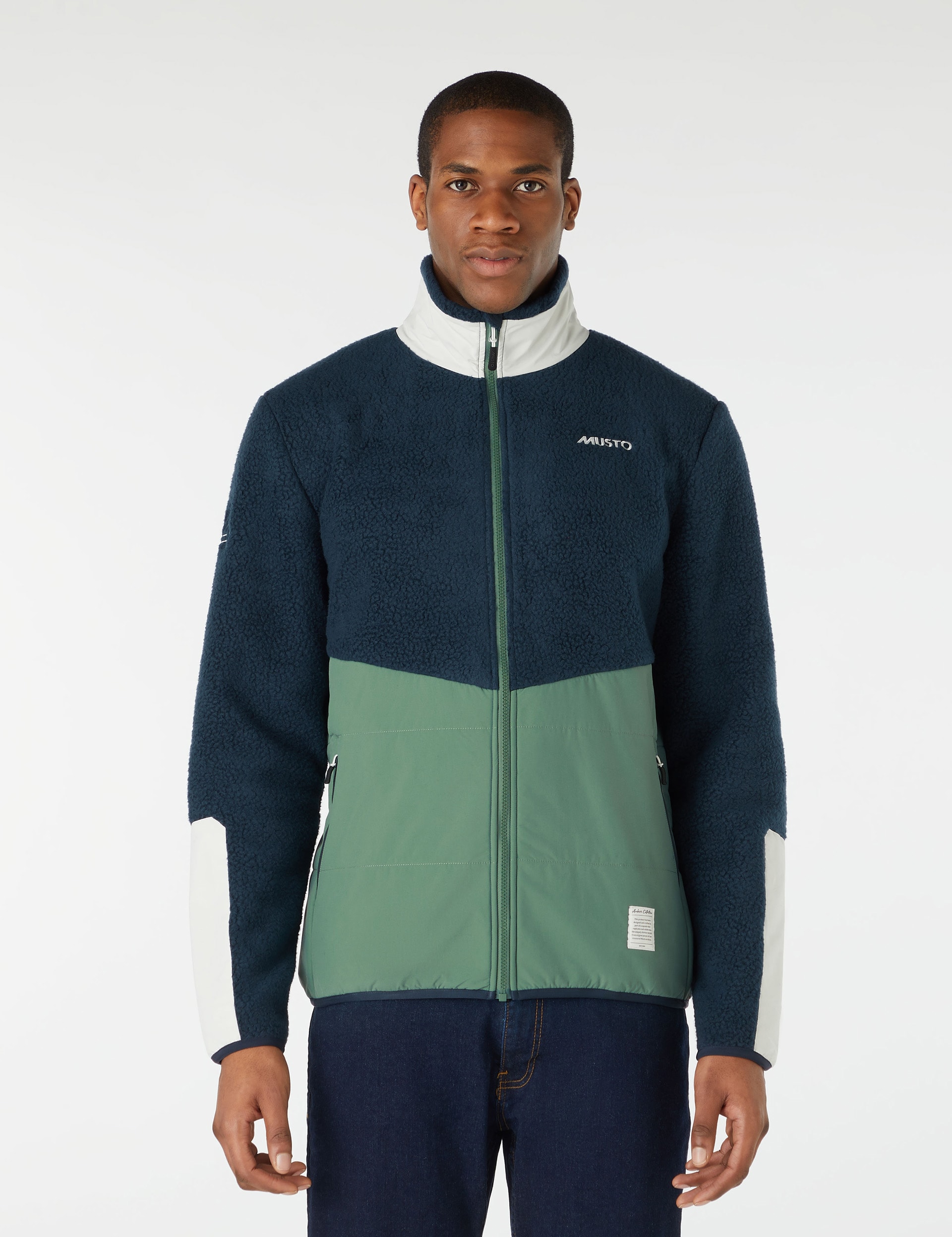 Musto Men's Fleece Colour Block Jacket - S - Green Mix, Green Mix