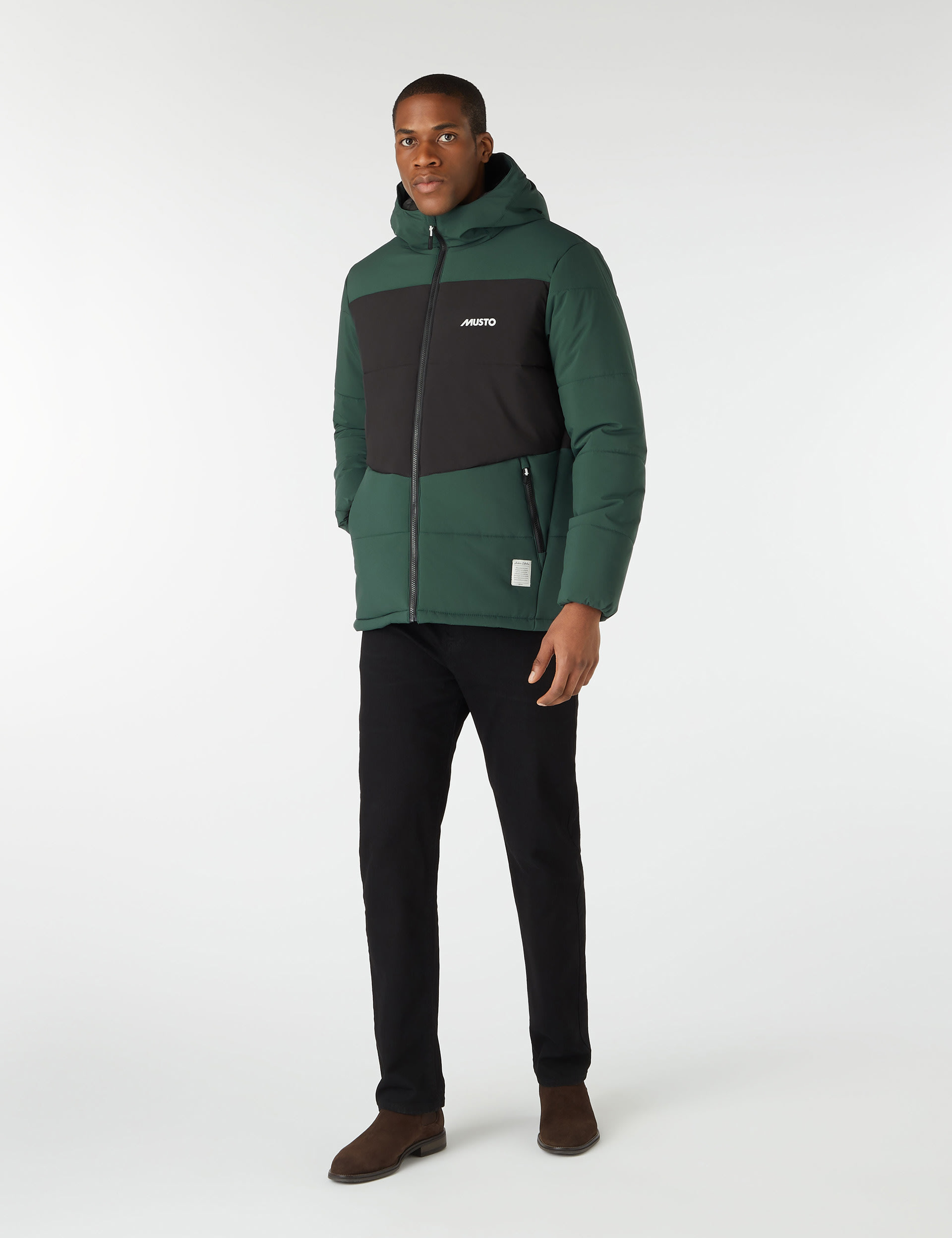 Musto Men's Hooded Puffer Jacket - S - Green Mix, Green Mix