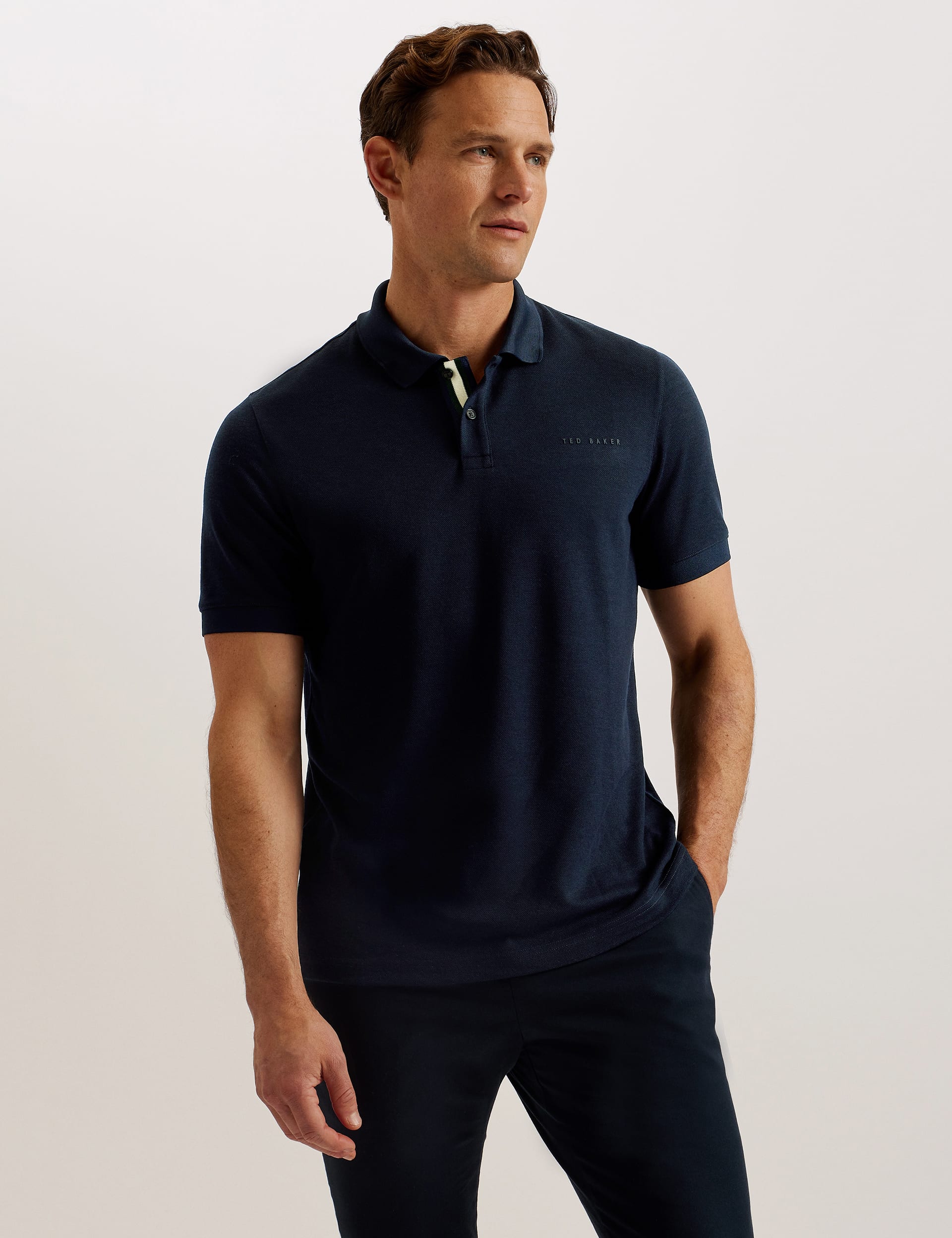 Ted Baker Men's Pique Polo Shirt - XL - Navy, Navy,White