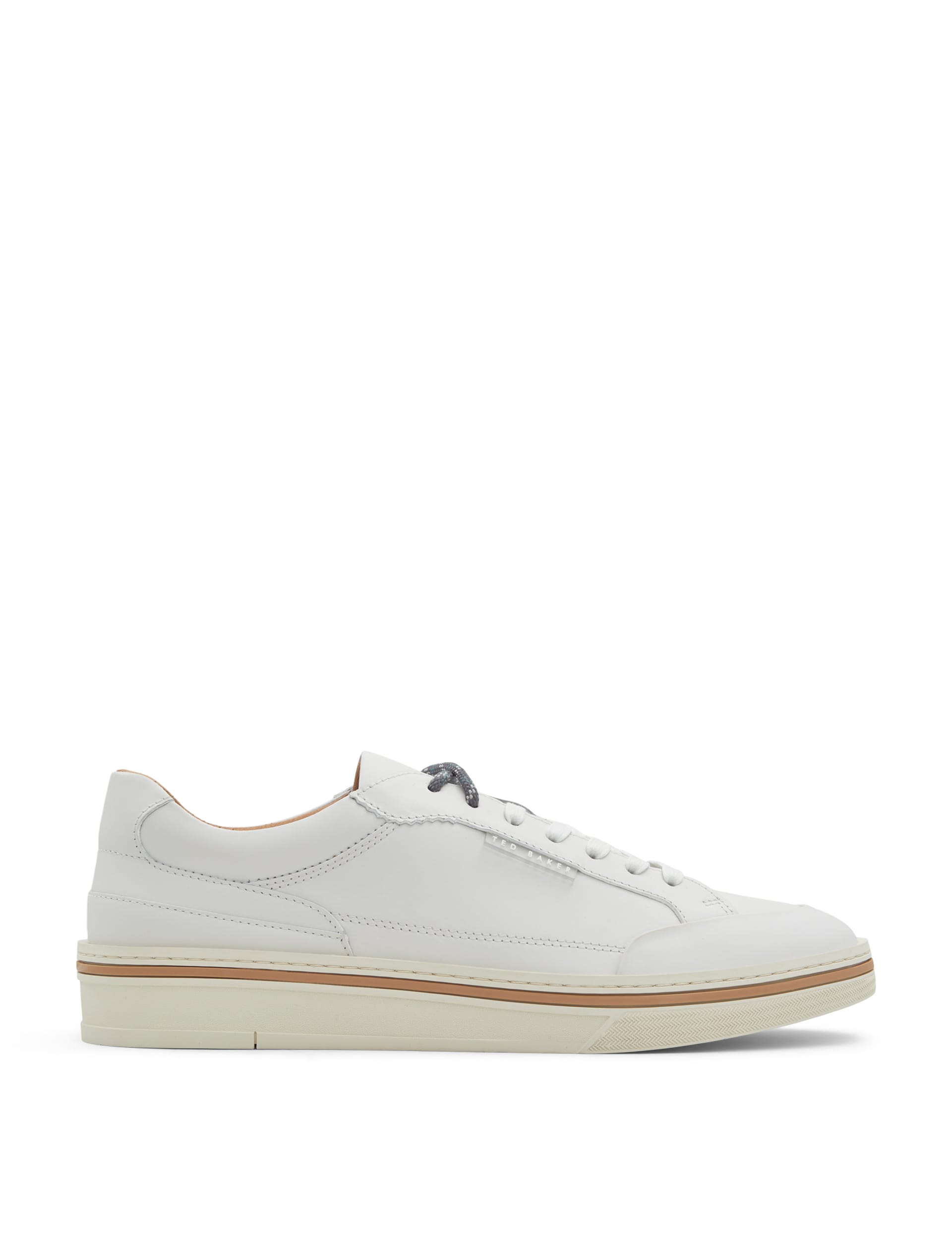 Ted Baker Men's Leather Lace Up Trainers - 8 - White Mix, Navy Mix,White Mix