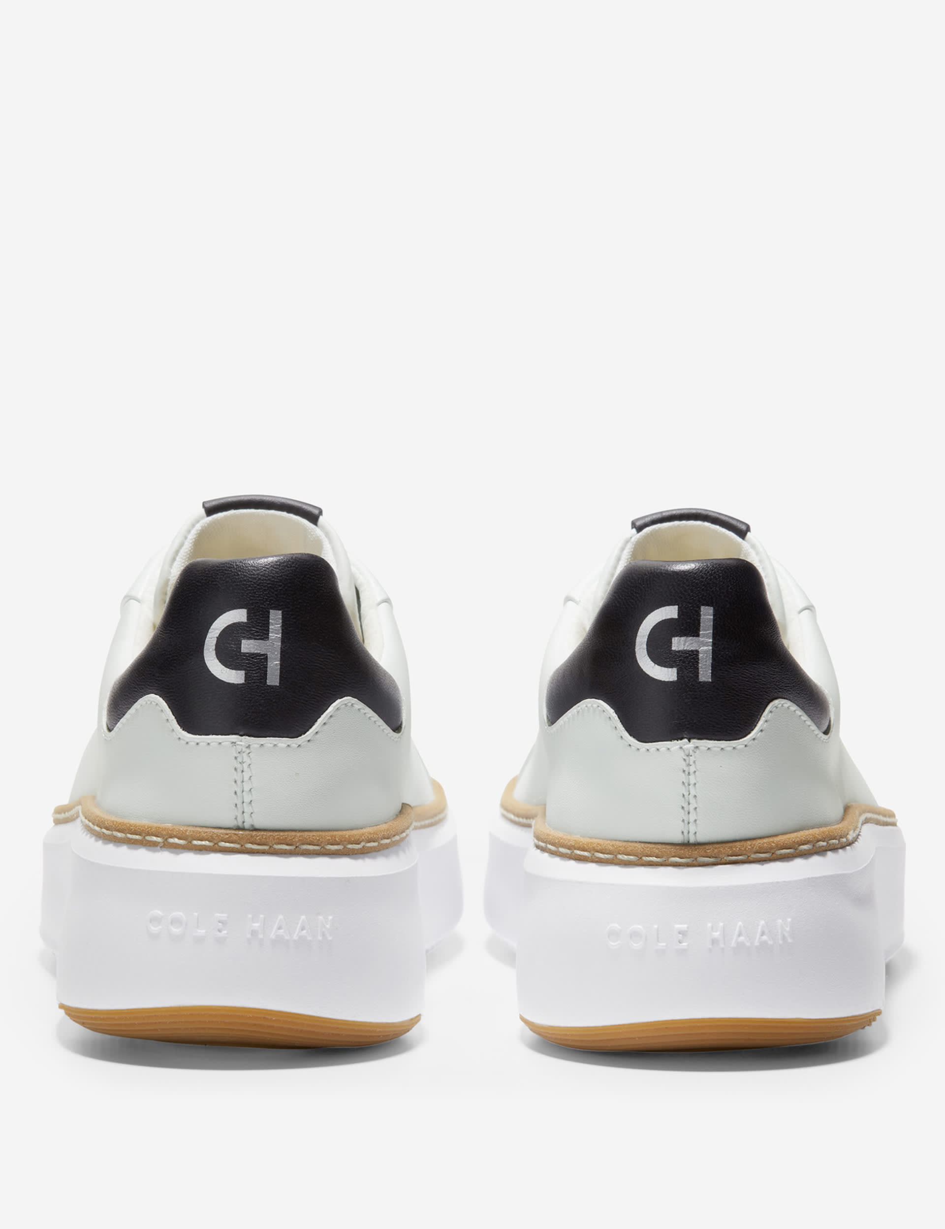 Cole Haan Women's Grandpro Topspin Leather Lace Up Trainers - 4 - White, White,Black,White Mix