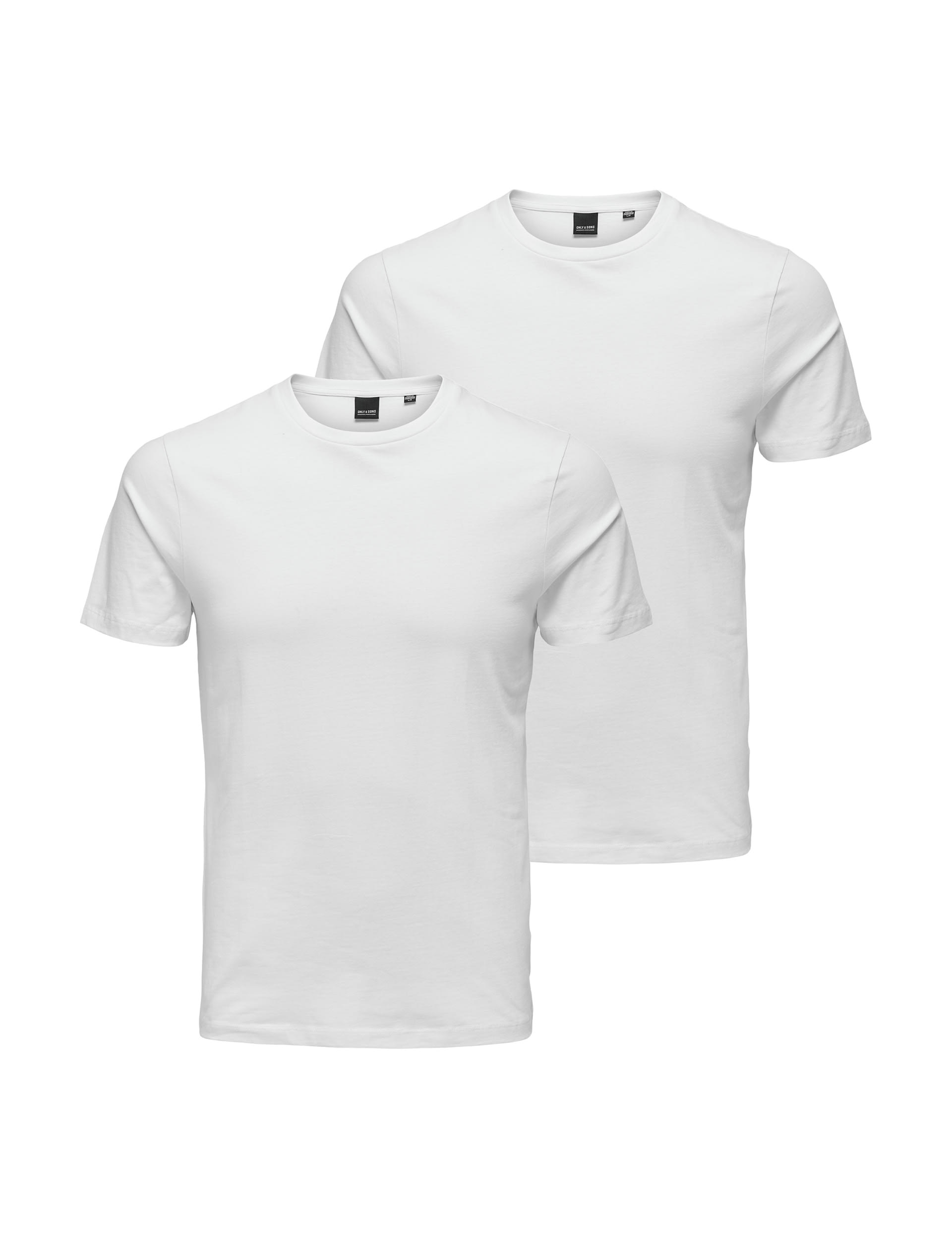 Only & Sons Men's 2 Pack Slim Fit Cotton Rich Crew Neck T-Shirts - XXL - White, White,Black