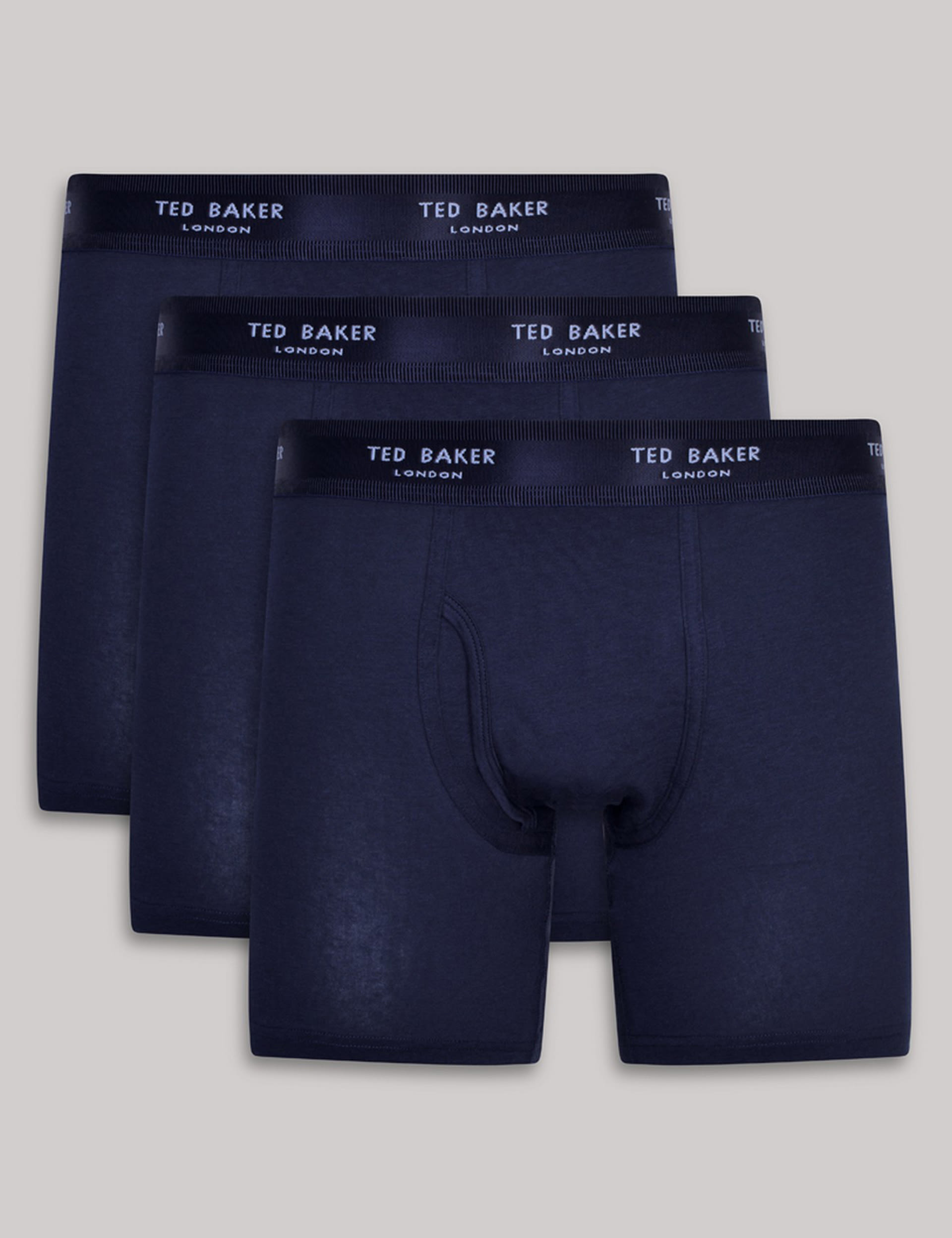 Ted Baker Men's 3pk Longer Length Cotton Rich Trunks - Navy, Multi,Navy,Black