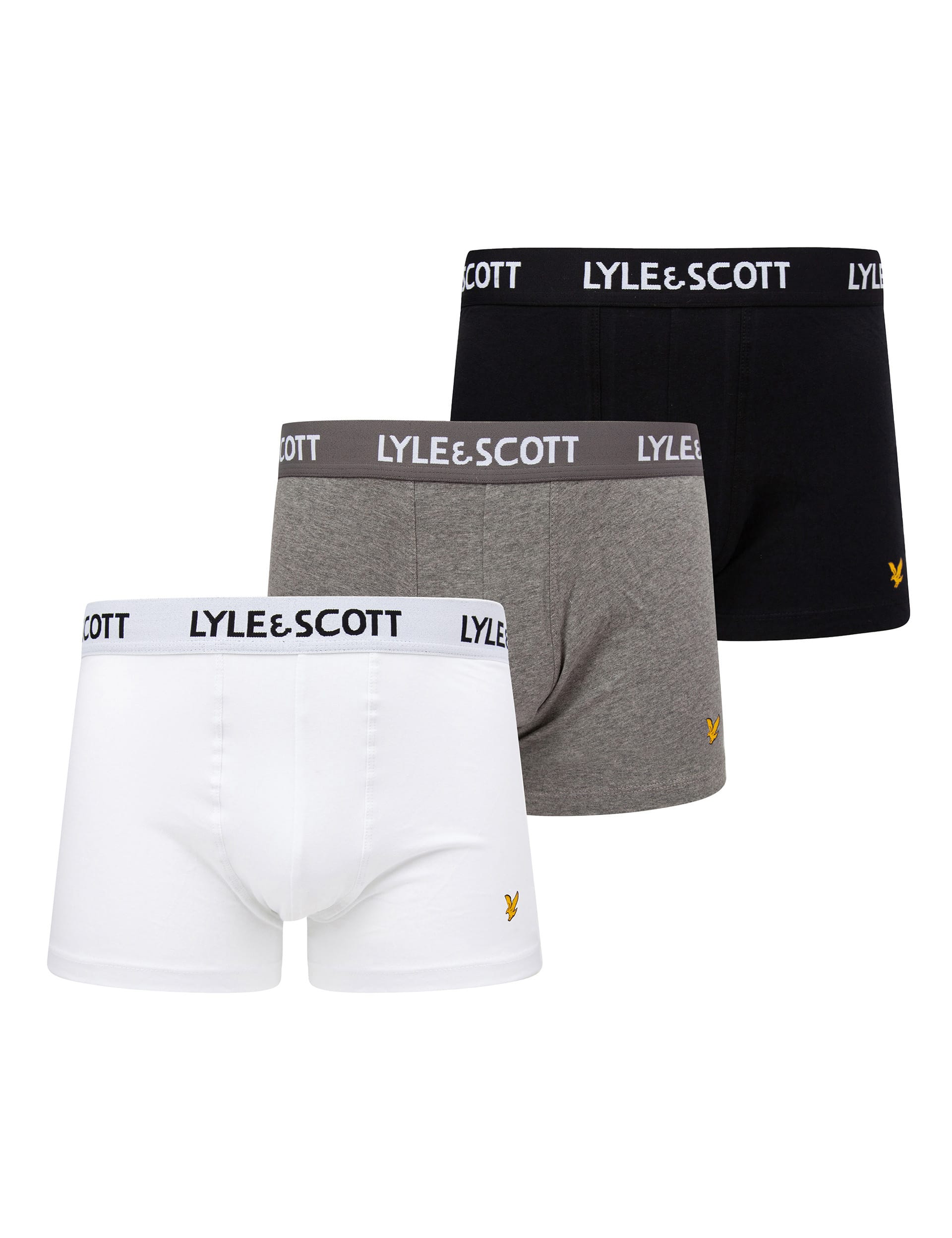 Lyle & Scott Men's 3pk Cotton Rich Trunks - L - Grey Mix, Black,Grey Mix