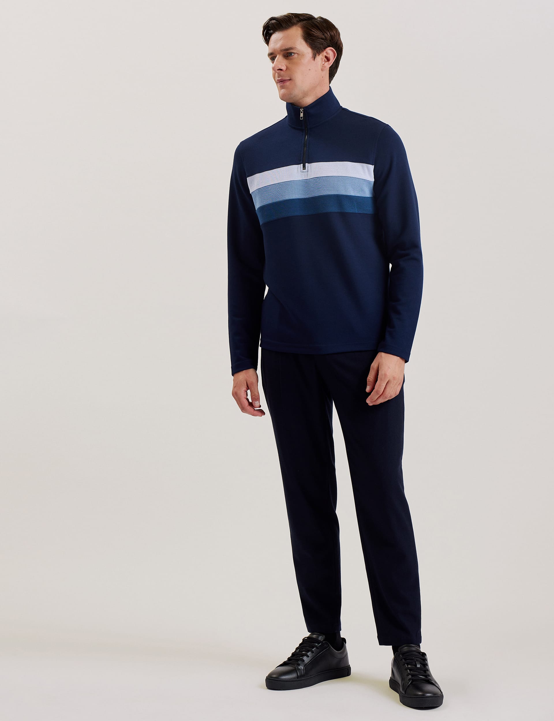 Ted Baker Men's Longman Ombre Detail Half Zip Sweatshirt - XL - Navy, Navy