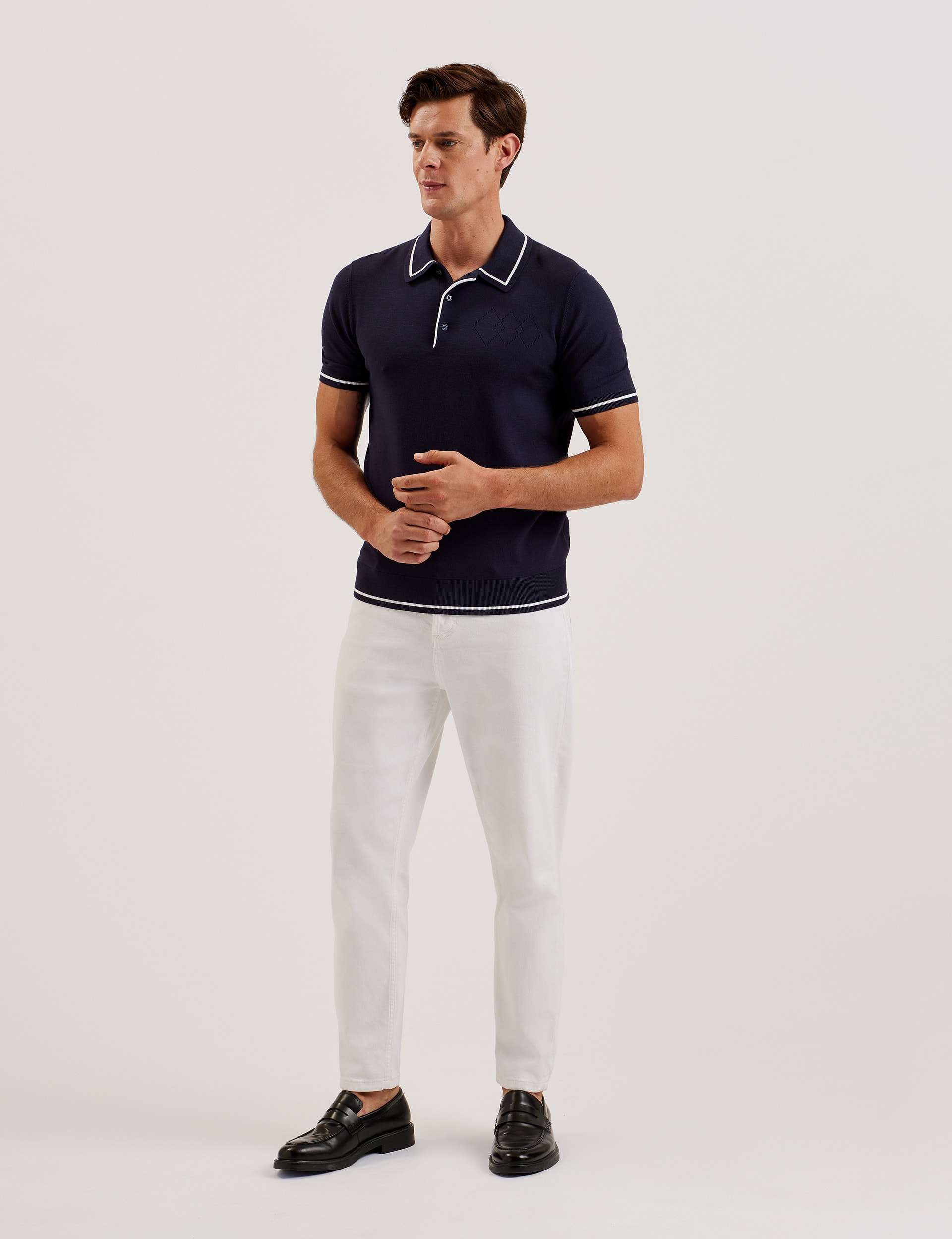 Ted Baker Men's Tipped Collar Polo Shirt - Navy, Navy