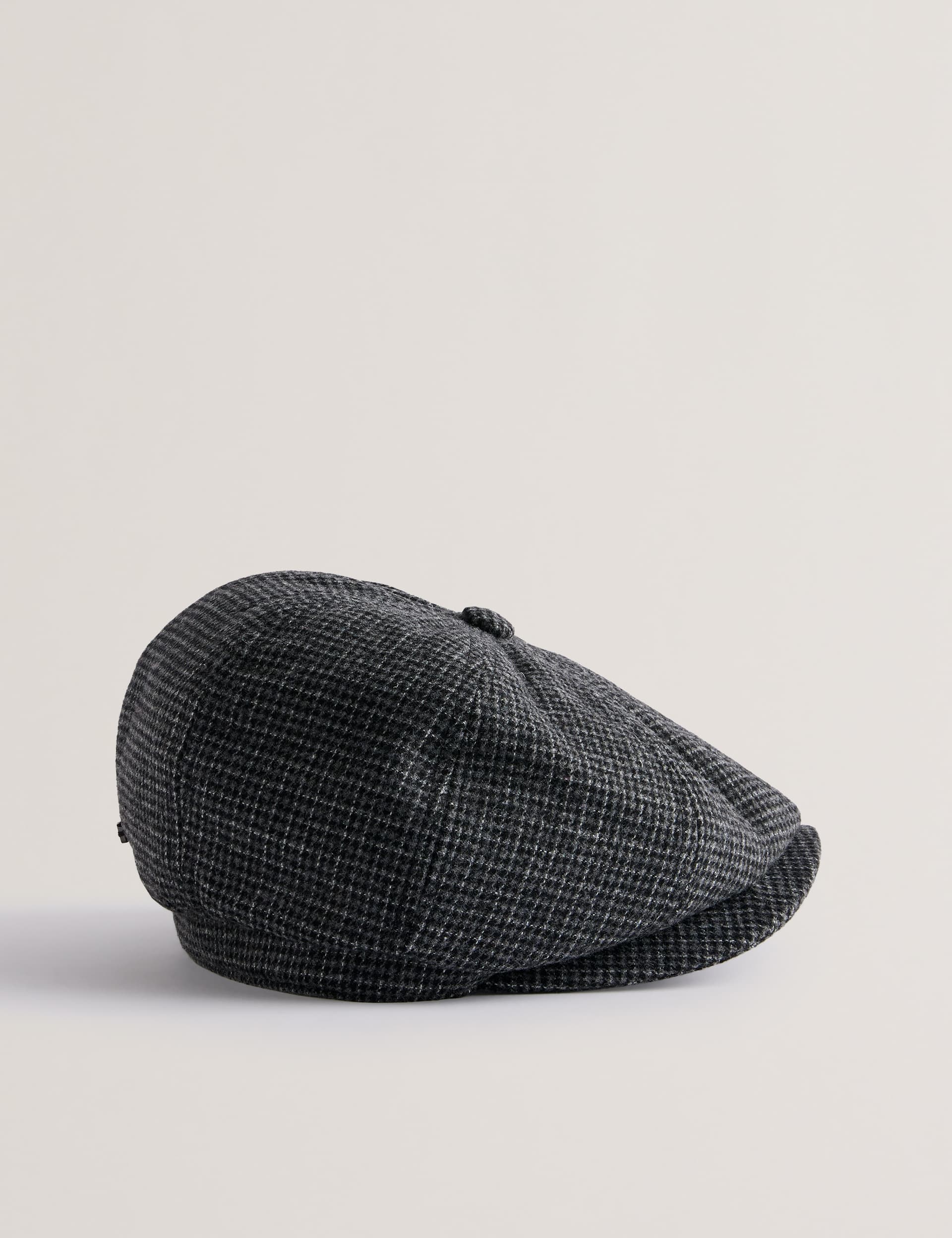 Ted Baker Wool Rich Herringbone Baker Boys Hat - S-M - Grey, Grey