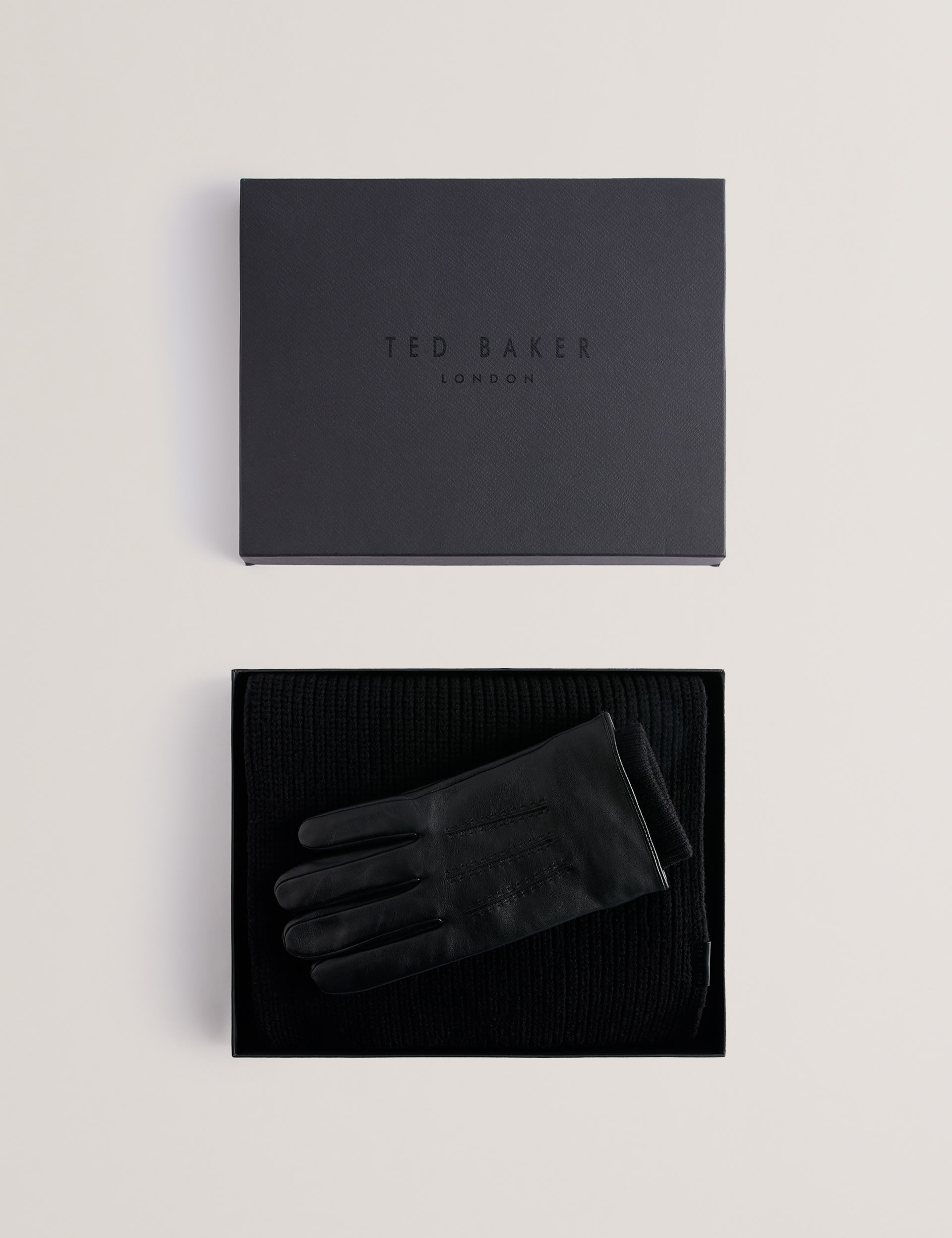 Ted Baker Men's Masonns Scarf And Glove Gift Set - M-L - Black, Black