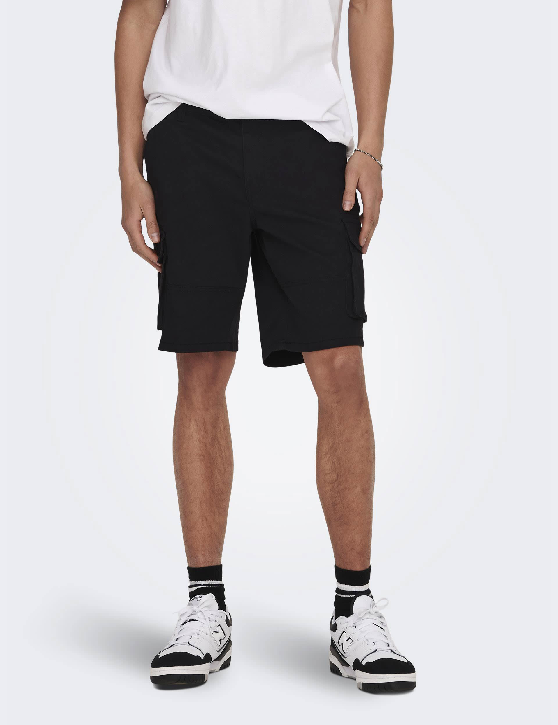 Only & Sons Men's Cargo Shorts - M - Black, Black