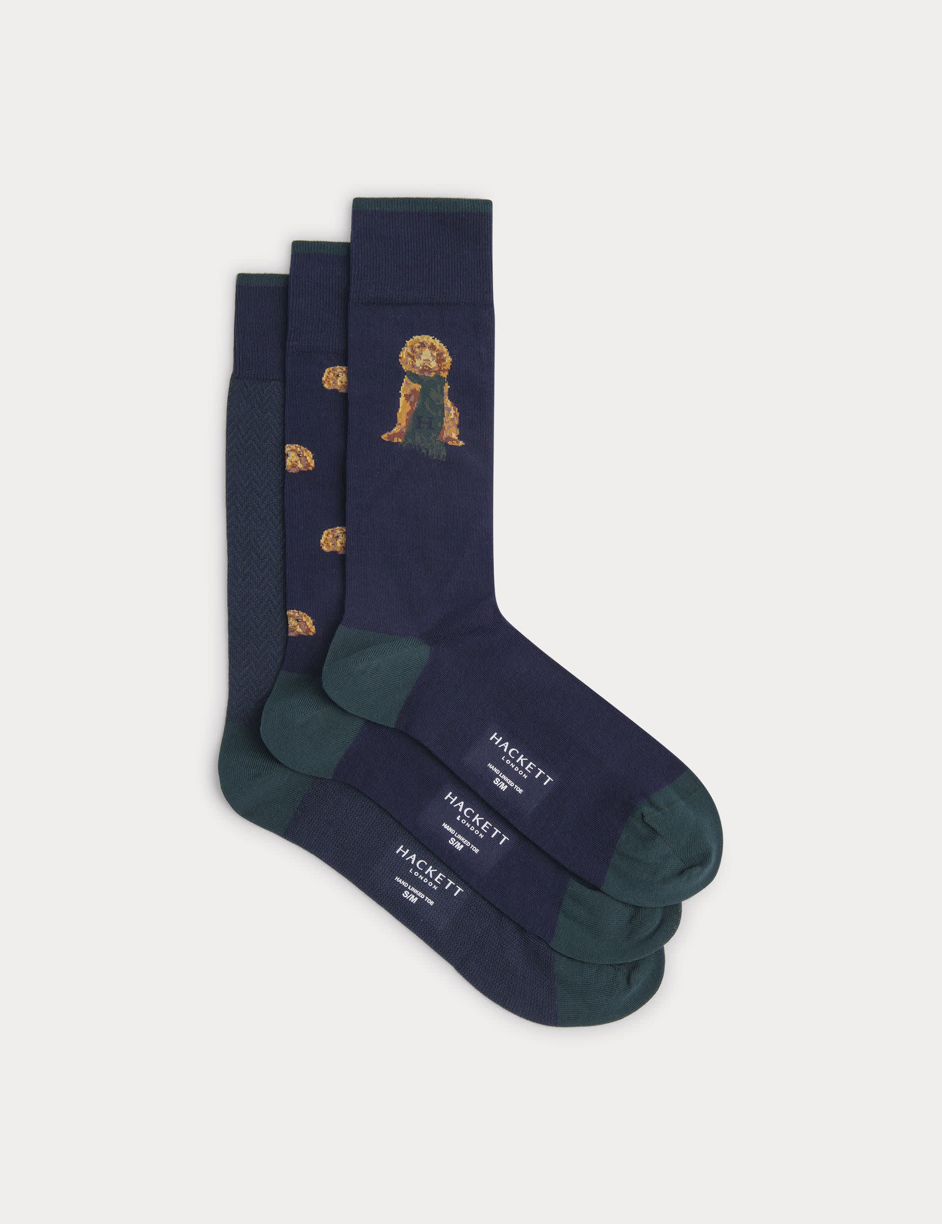 Hackett Men's 3pk Assorted Cotton Rich Socks - M-L - Navy, Navy