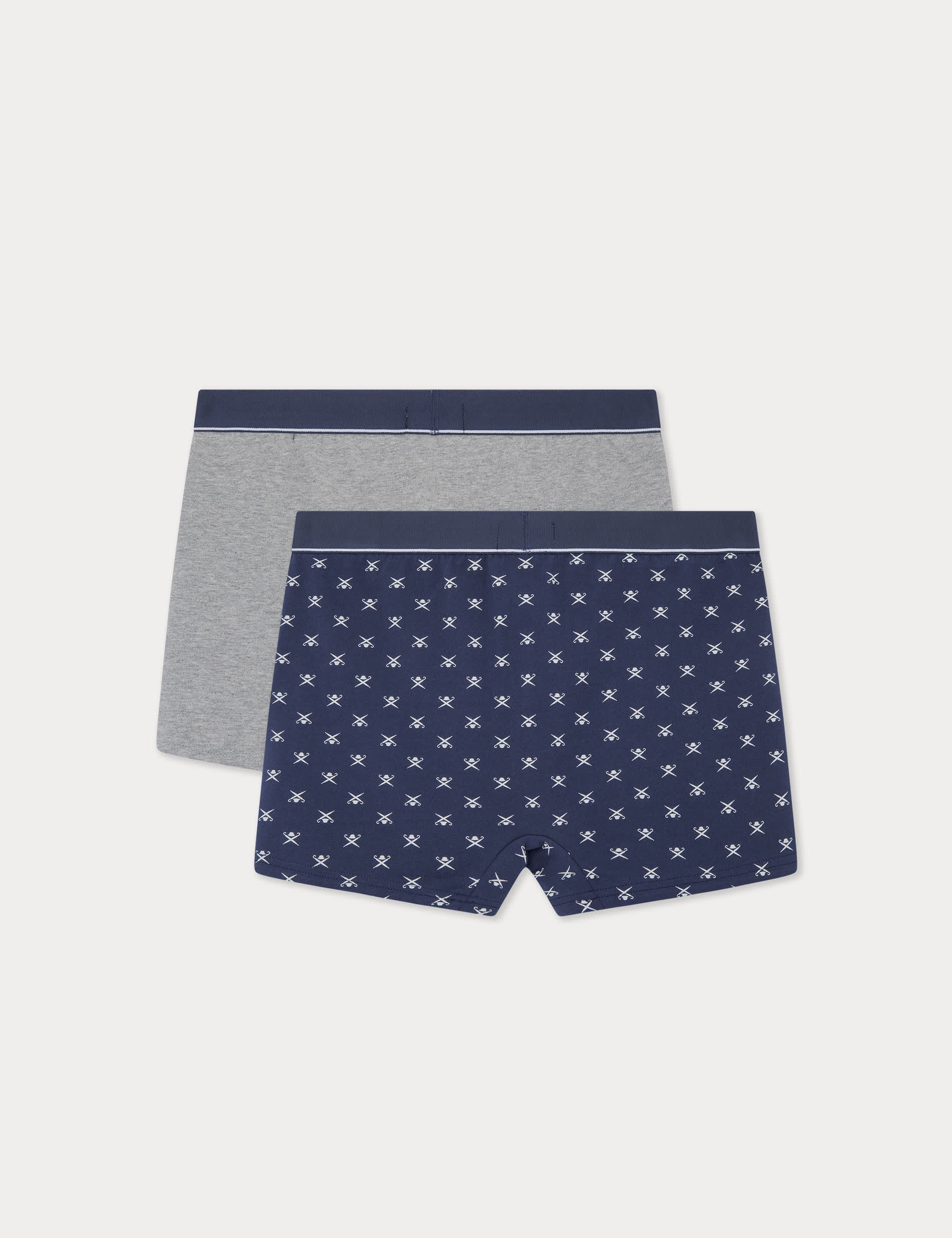 Hackett Men's 2 Pack Cotton Stretch Pattern Boxers - L - Navy, Navy,Grey