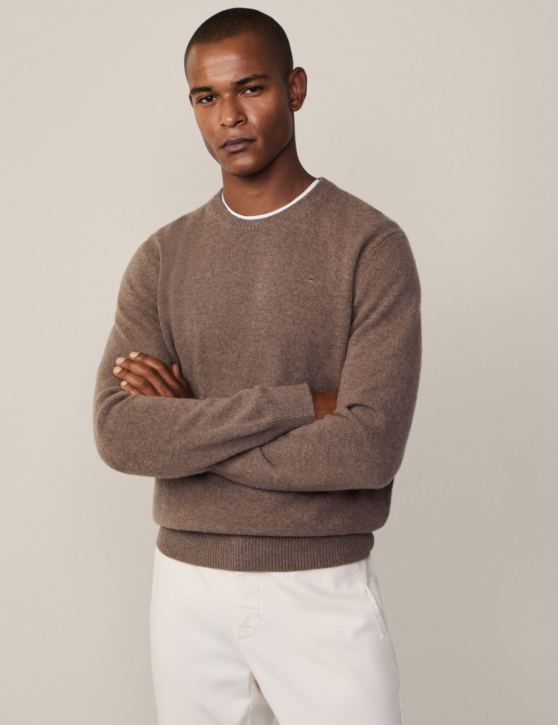 Hackett Men's Pure Lambswool Crew Neck Jumper - Beige, Beige,Green,Navy