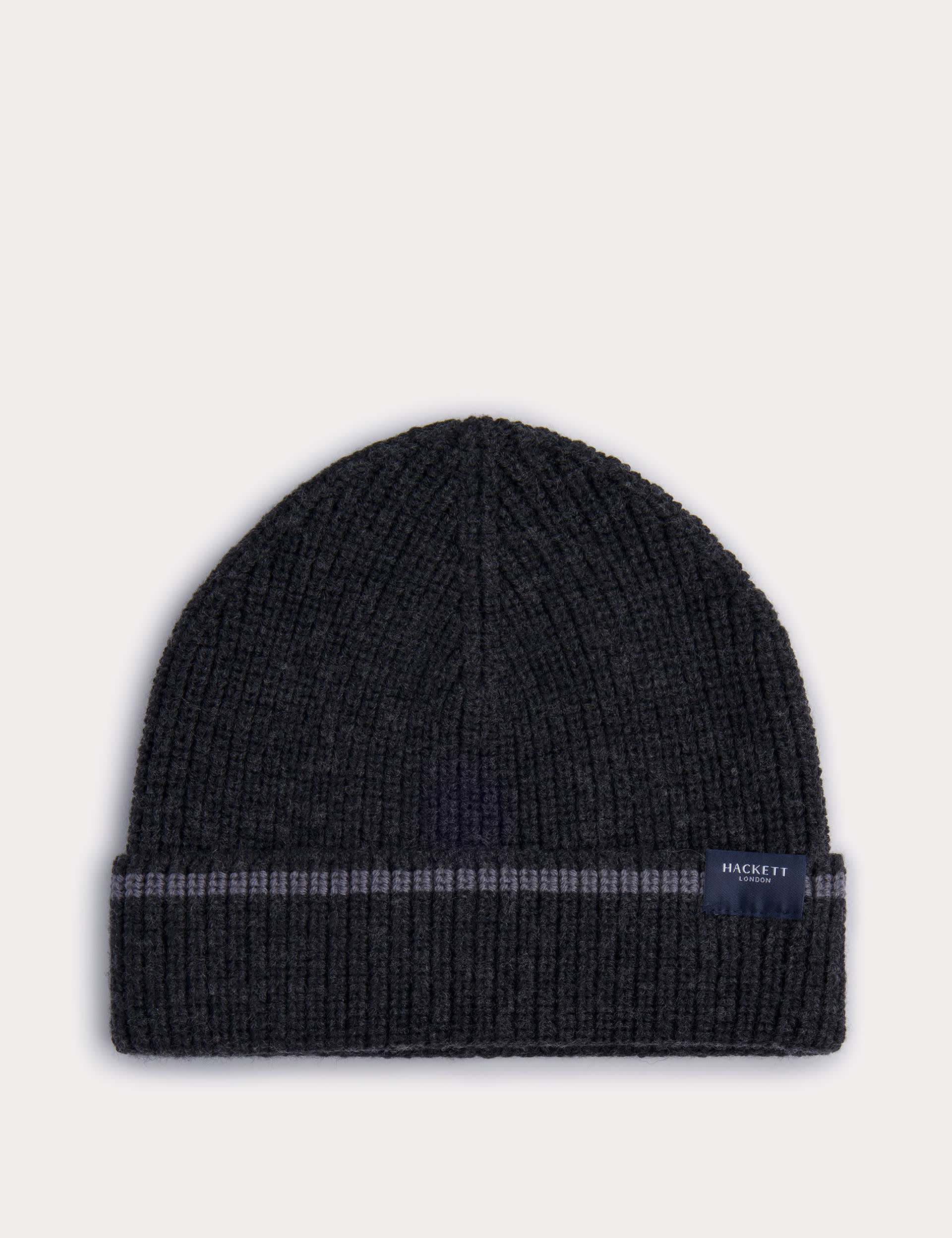 Hackett Men's Pure Merino Wool Beanie Hat - one size - Grey, Grey,Navy