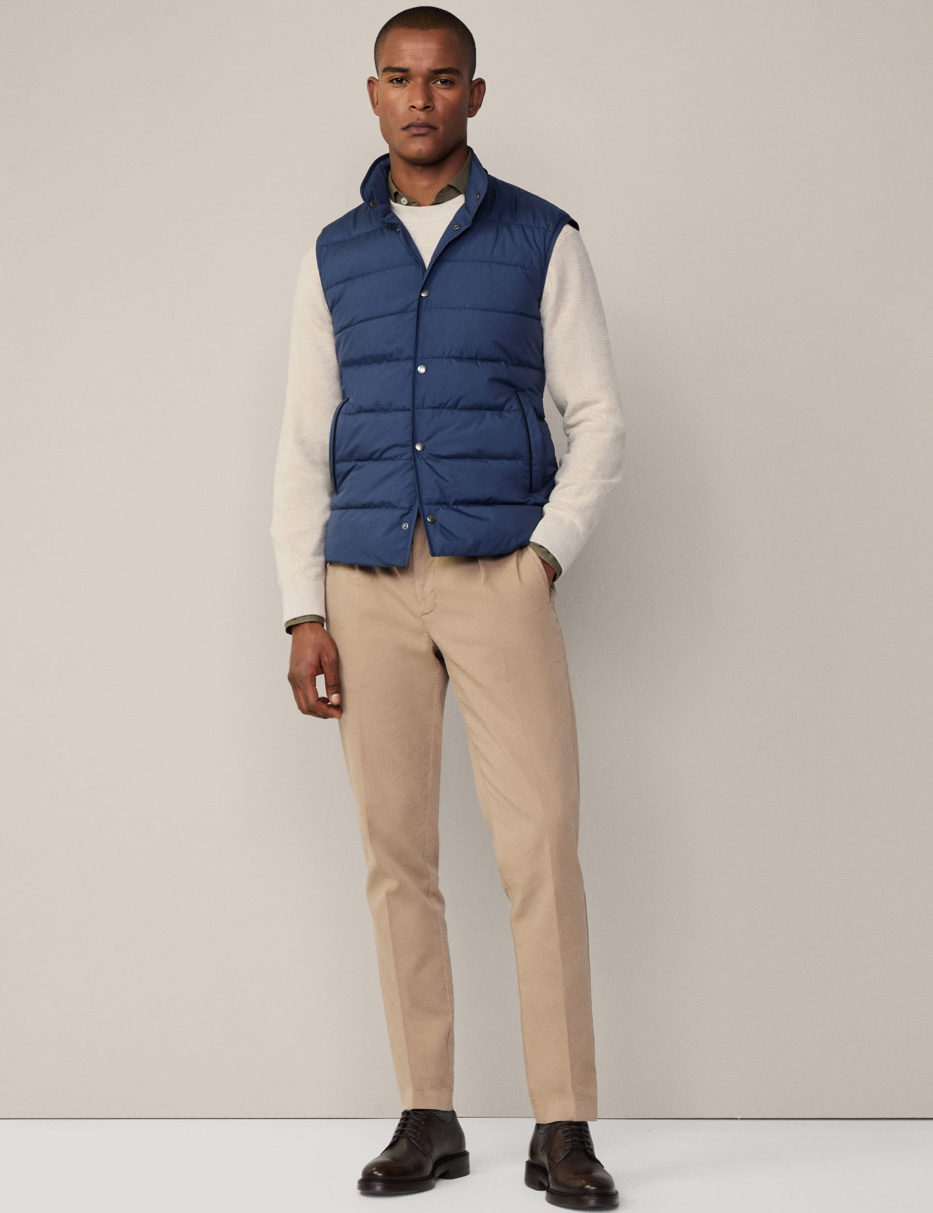 Hackett Men's Padded Gilet - Navy, Navy,Beige