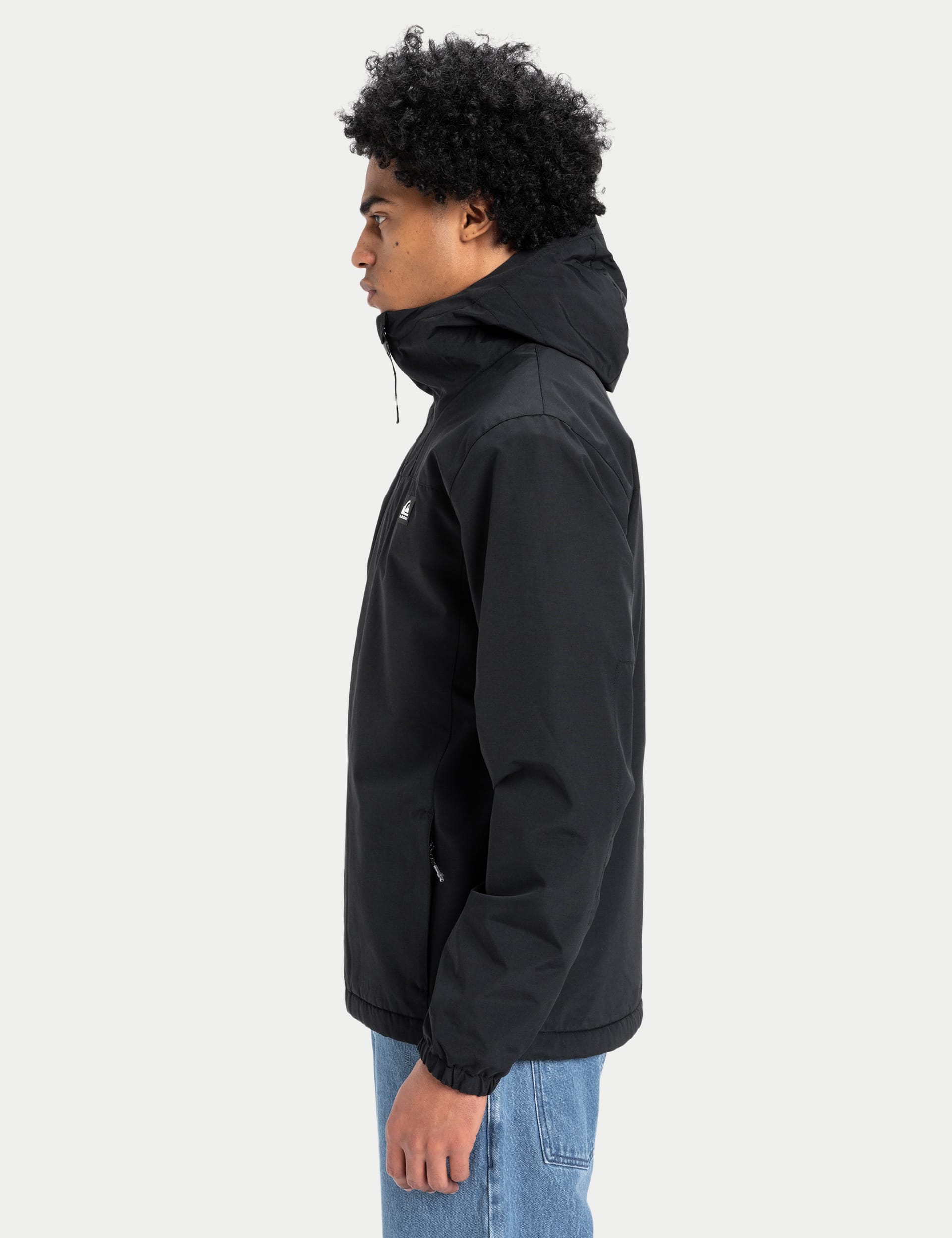 Quiksilver Men's Overcast Cotton Rich 3K Hooded Jacket - M - Black, Red Mix,Black