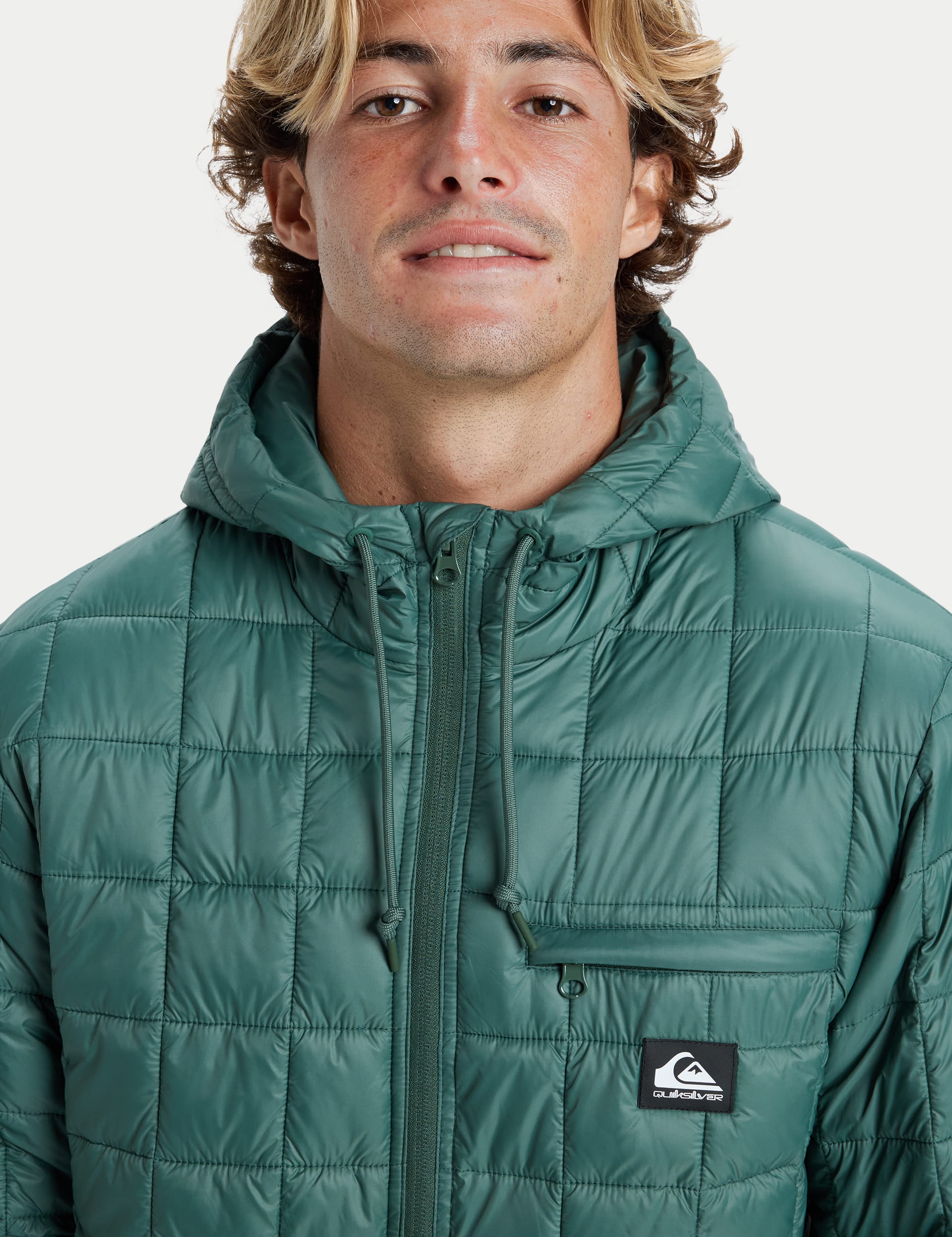 Quiksilver Men's Check Mate Hooded Padded Puffer Jacket - Green, Green