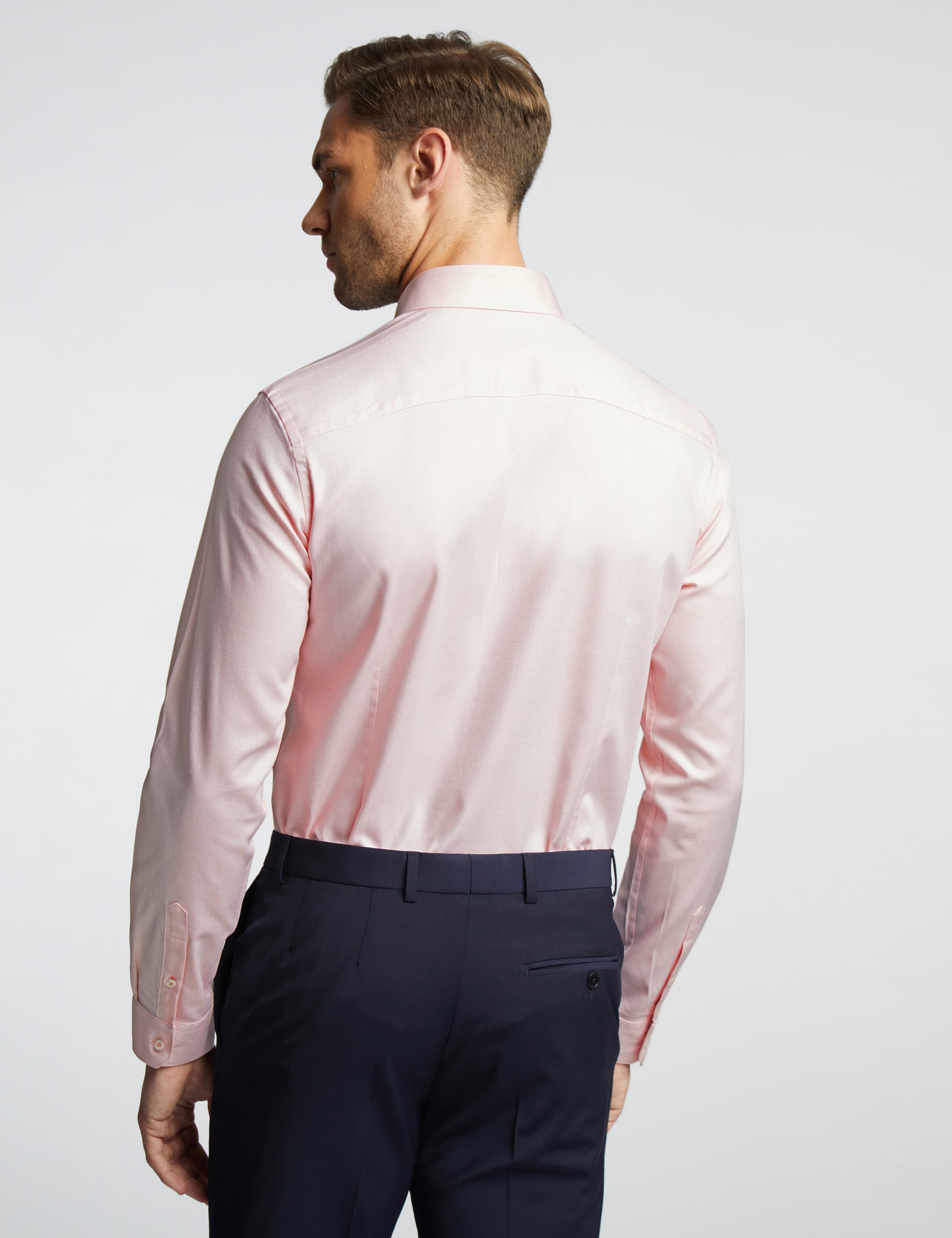 Ted Baker Men's Slim Fit Pure Cotton Polka Dot Shirt - 16.5 - Pink, Pink