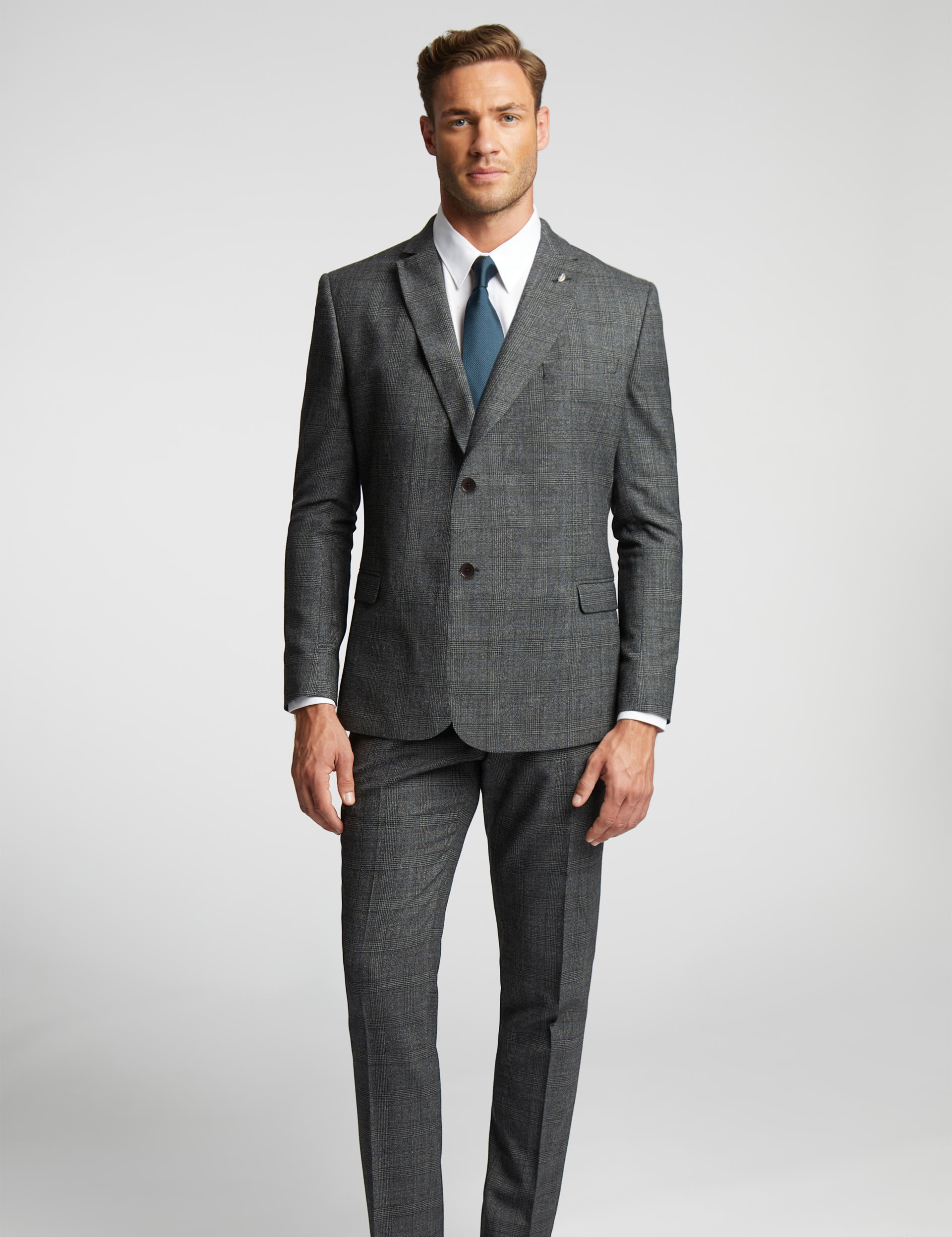 Ted Baker Men's Slim Fit Wool Rich Check Suit Jacket - 38REG - Grey Mix, Grey Mix