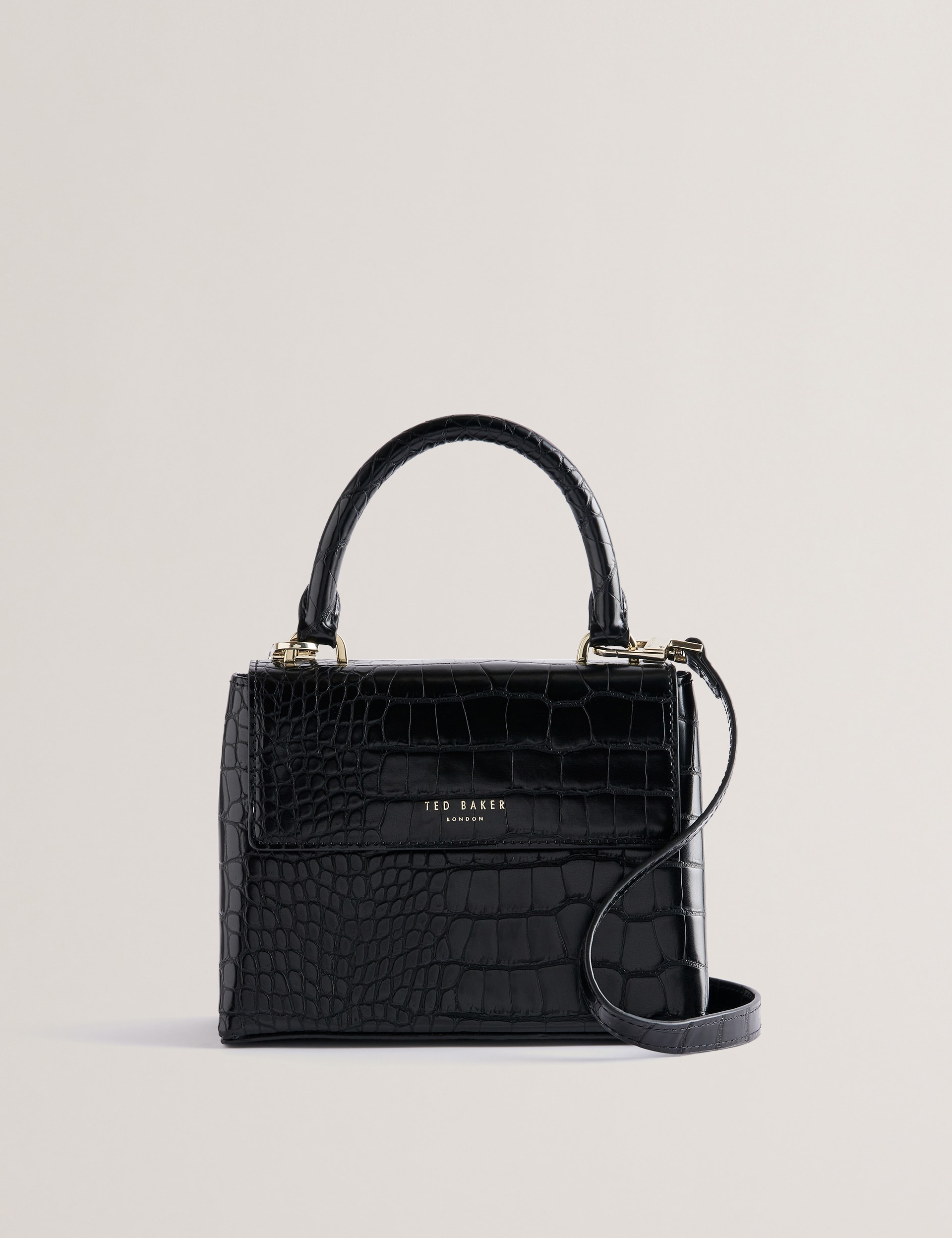 Ted Baker Women's Aynaya Imitation Croc Handle Small Bag - Black, Black