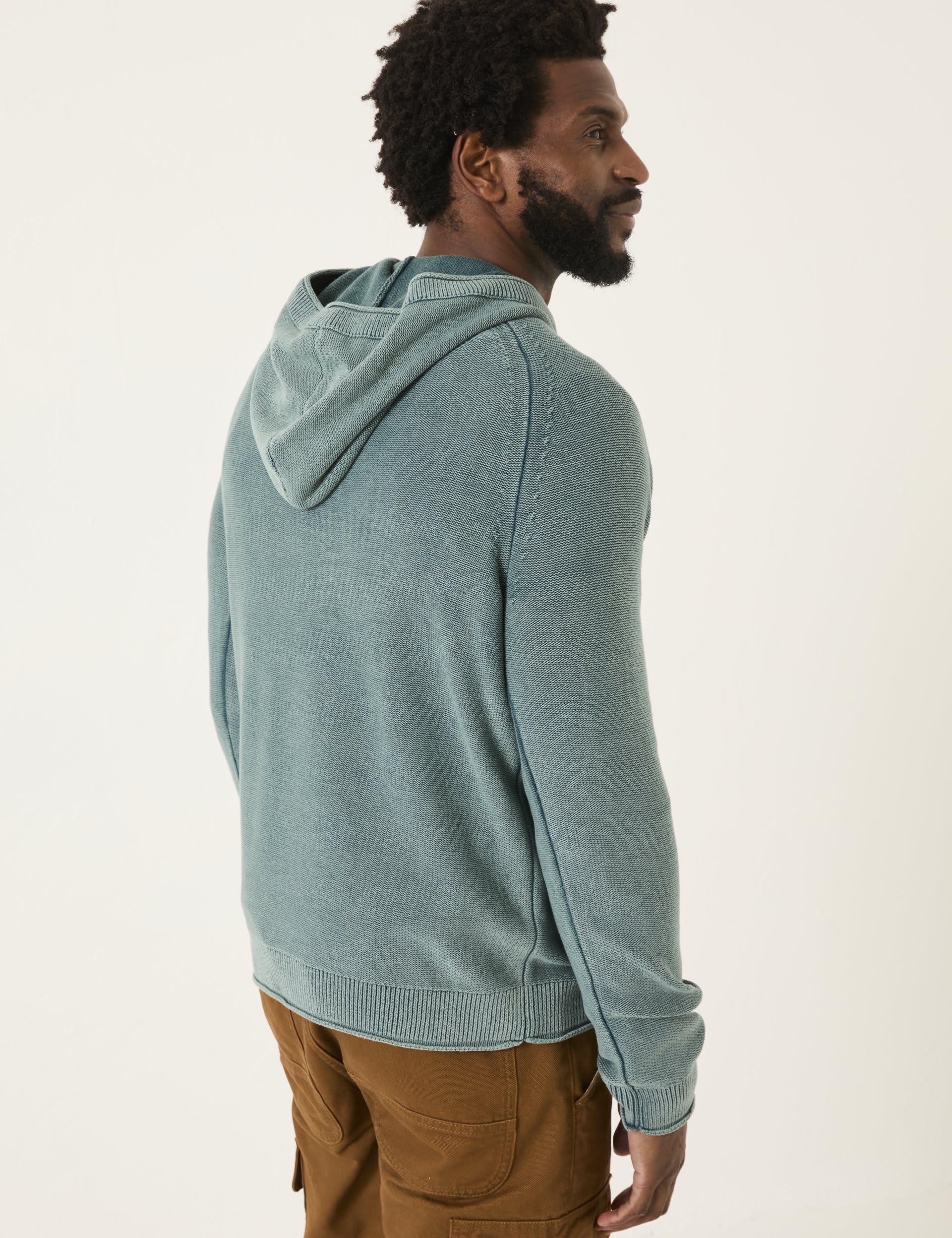 Fatface Men's Pure Cotton Ribbed Textured Hoodie - LREG - Green, Green