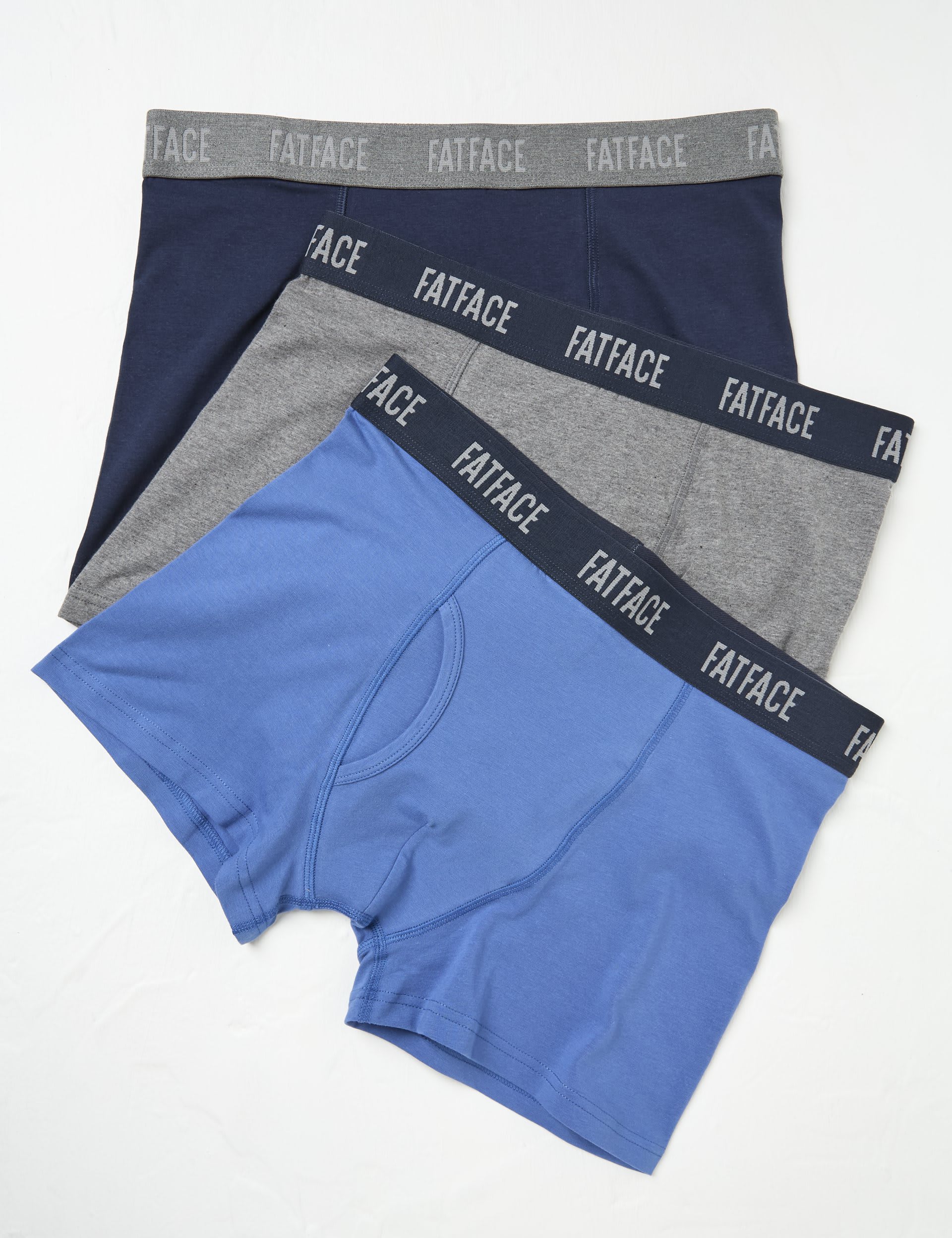 Fatface Men's 3pk Cotton Rich Boxers - L - Blue, Blue