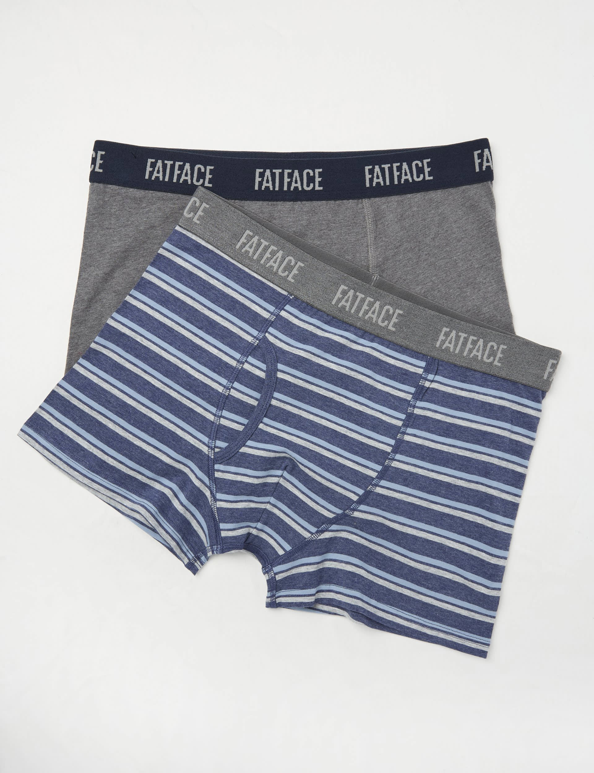 Fatface Men's 2 Pack Cotton Rich Boxers - M - Blue Mix, Blue Mix