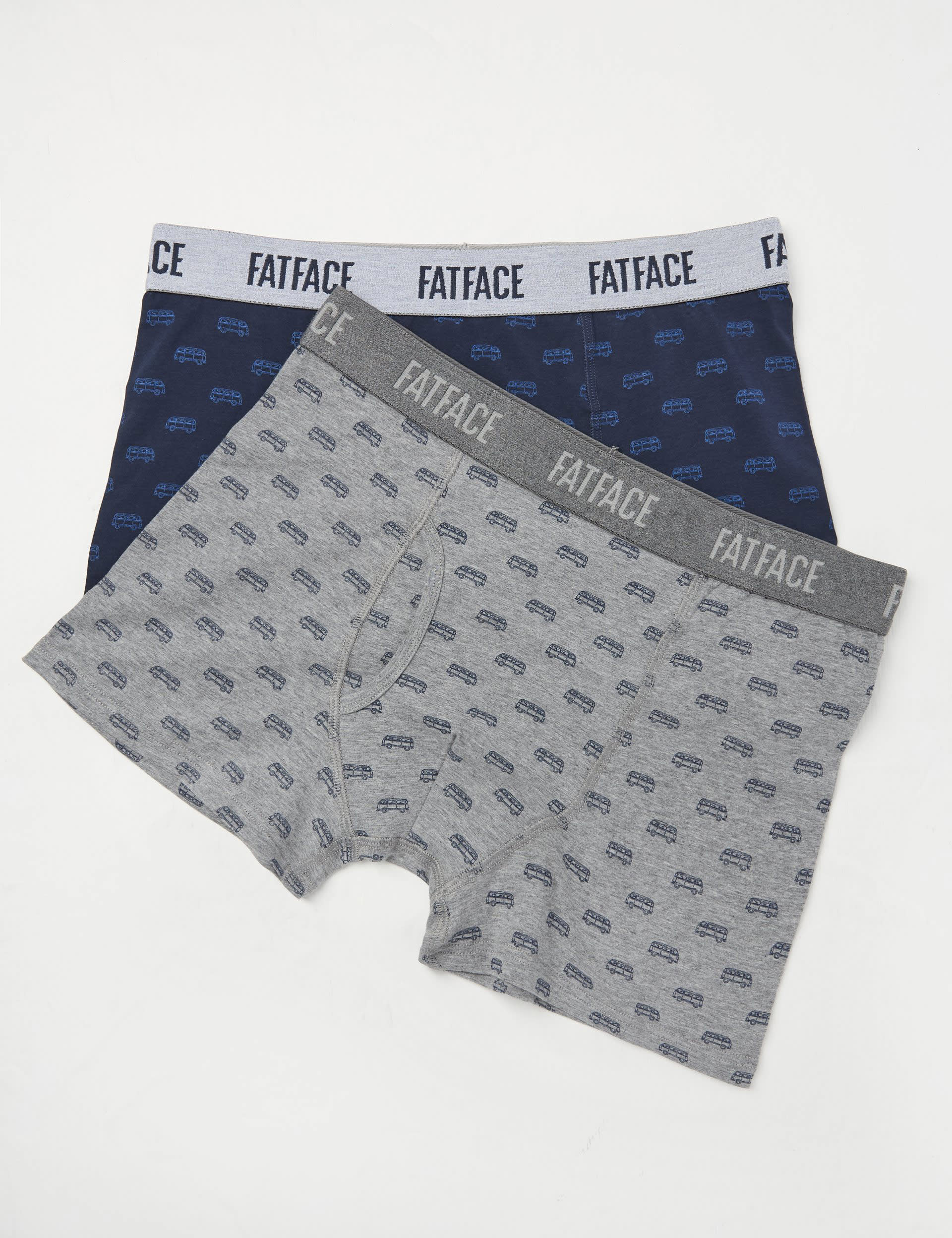 Fatface Men's 2 Pack Cotton Rich Camper Boxers - L - Navy, Navy