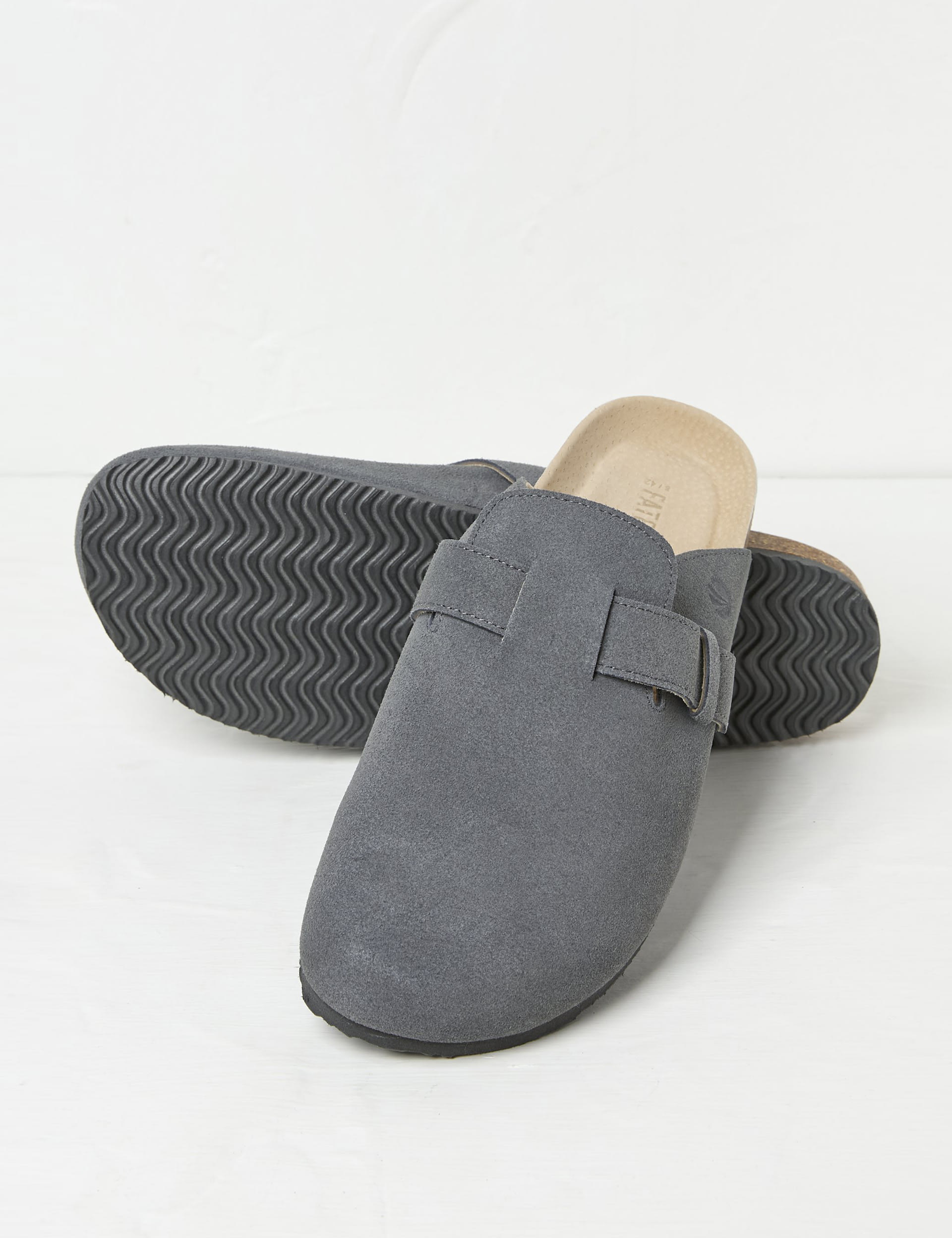 Fatface Men's Suede Mule Slippers - 9 - Charcoal, Charcoal