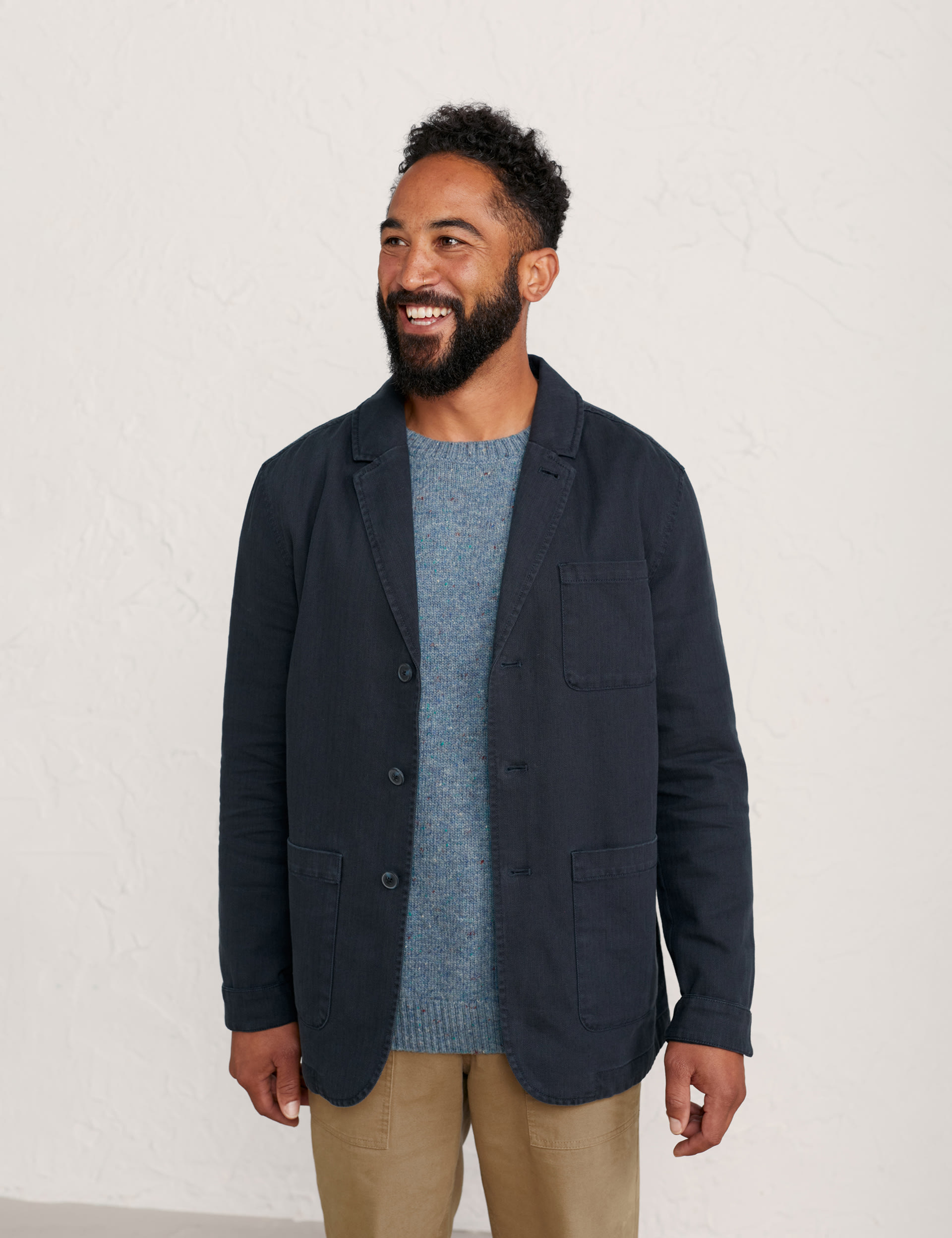 Seasalt Cornwall Men's Linen Rich Utility Jacket - XL - Navy, Navy