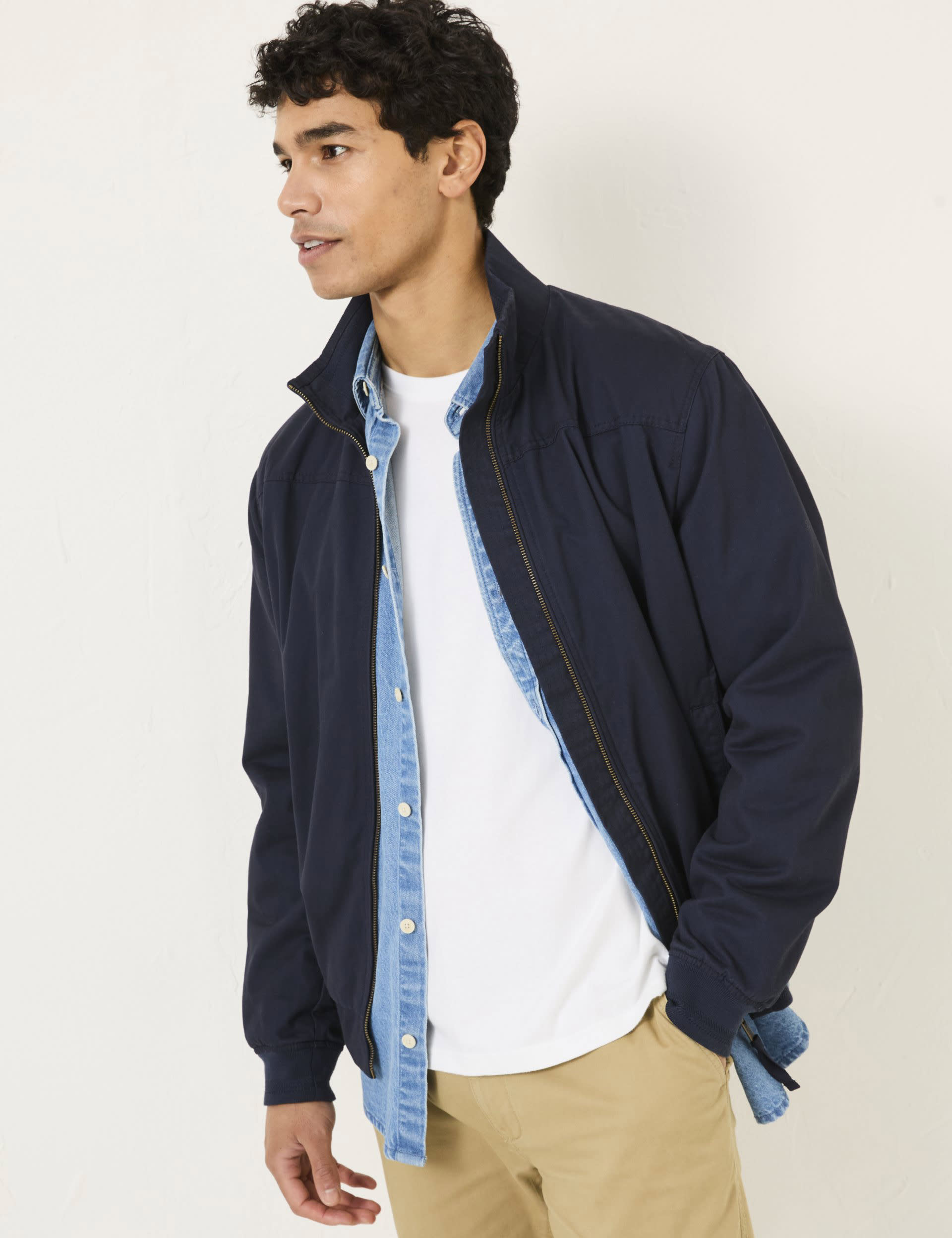 Fatface Men's Pure Cotton Harrington Jacket - XXLREG - Navy, Navy