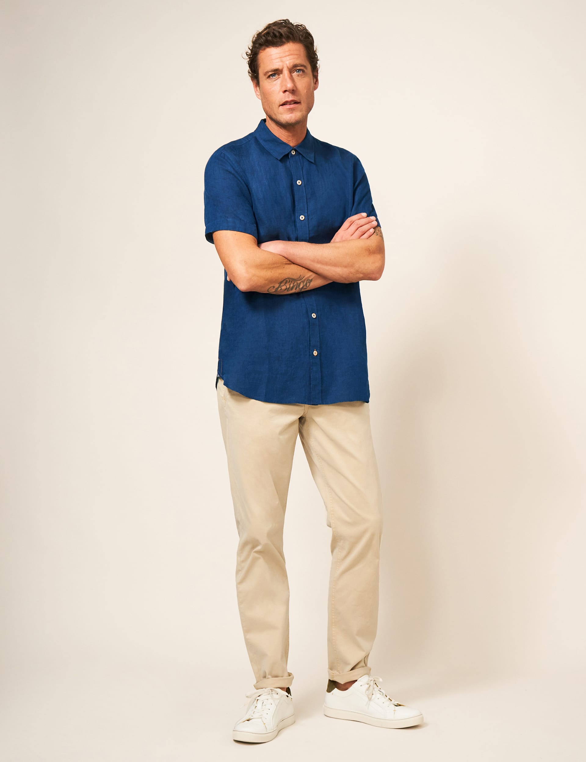 White Stuff Men's Pure Linen Shirt - Navy, Navy