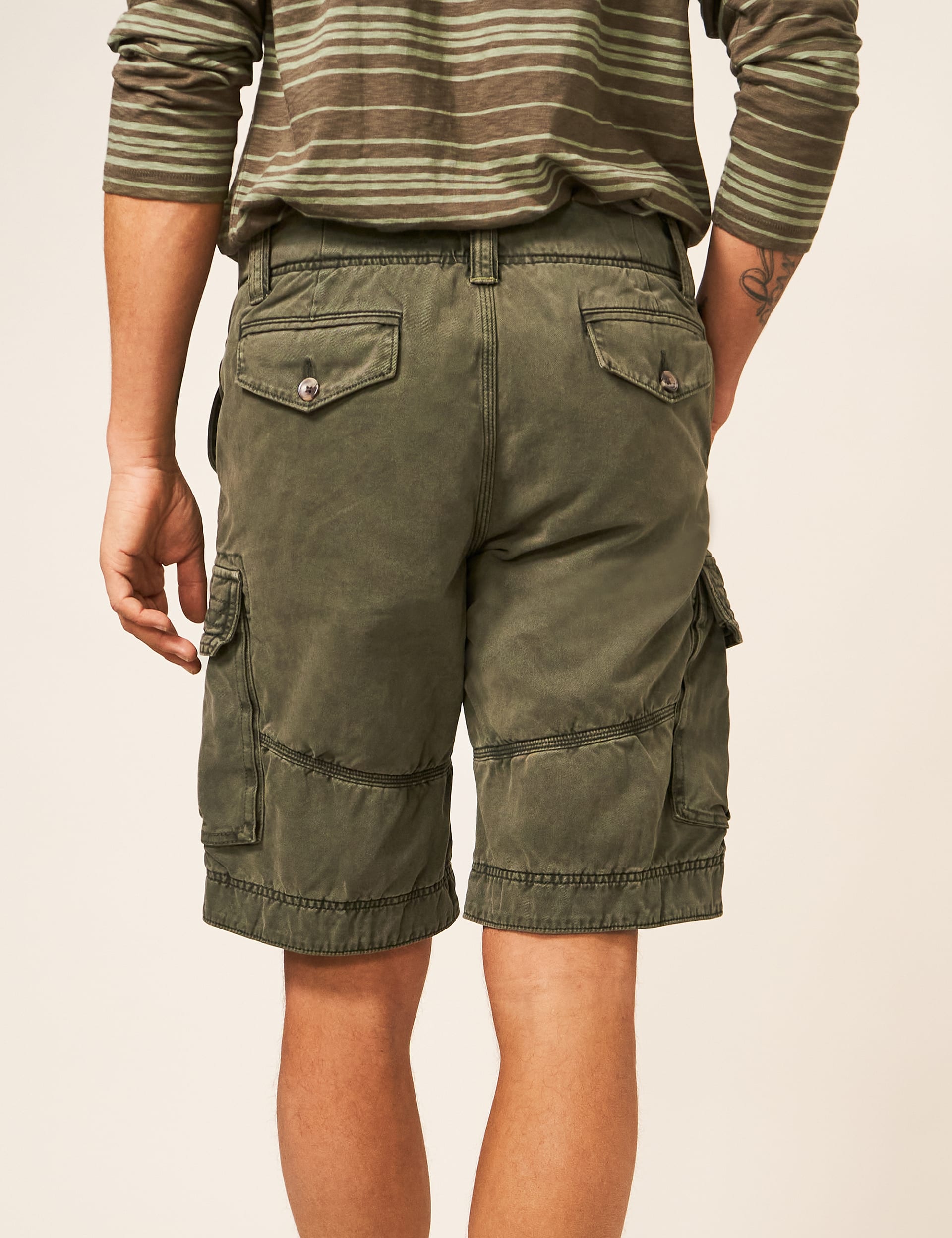 White Stuff Men's Pure Cotton Cargo Shorts - 34REG - Green, Green