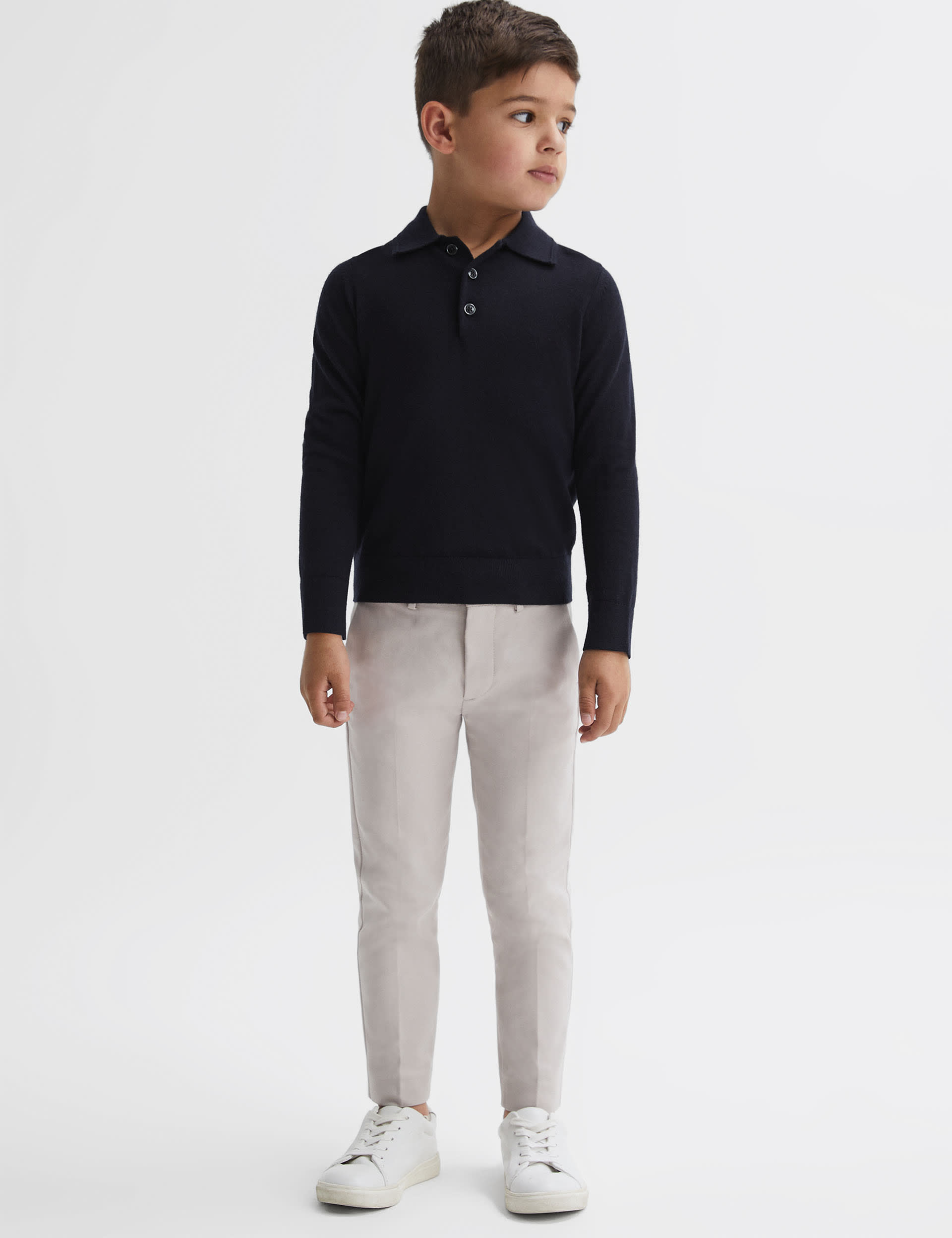 Reiss Boys Pure Merino Wool Knitted Polo Shirt (3-14 Yrs) - 6-7 Y - Dark Blue, Dark Blue