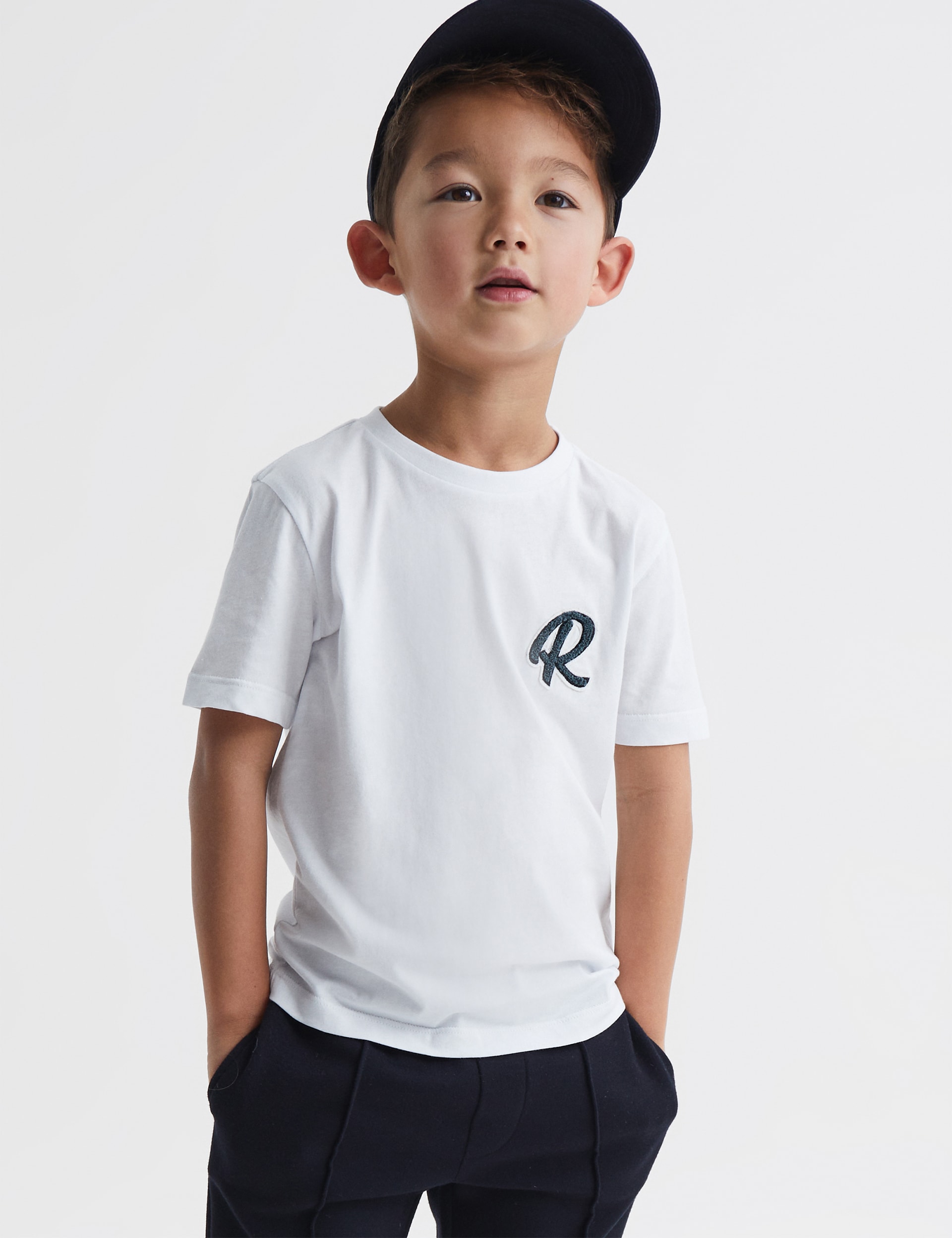 Reiss Boys Pure Cotton Logo T-Shirt (3-14 Yrs) - 9-10Y - White, White,Dark Blue