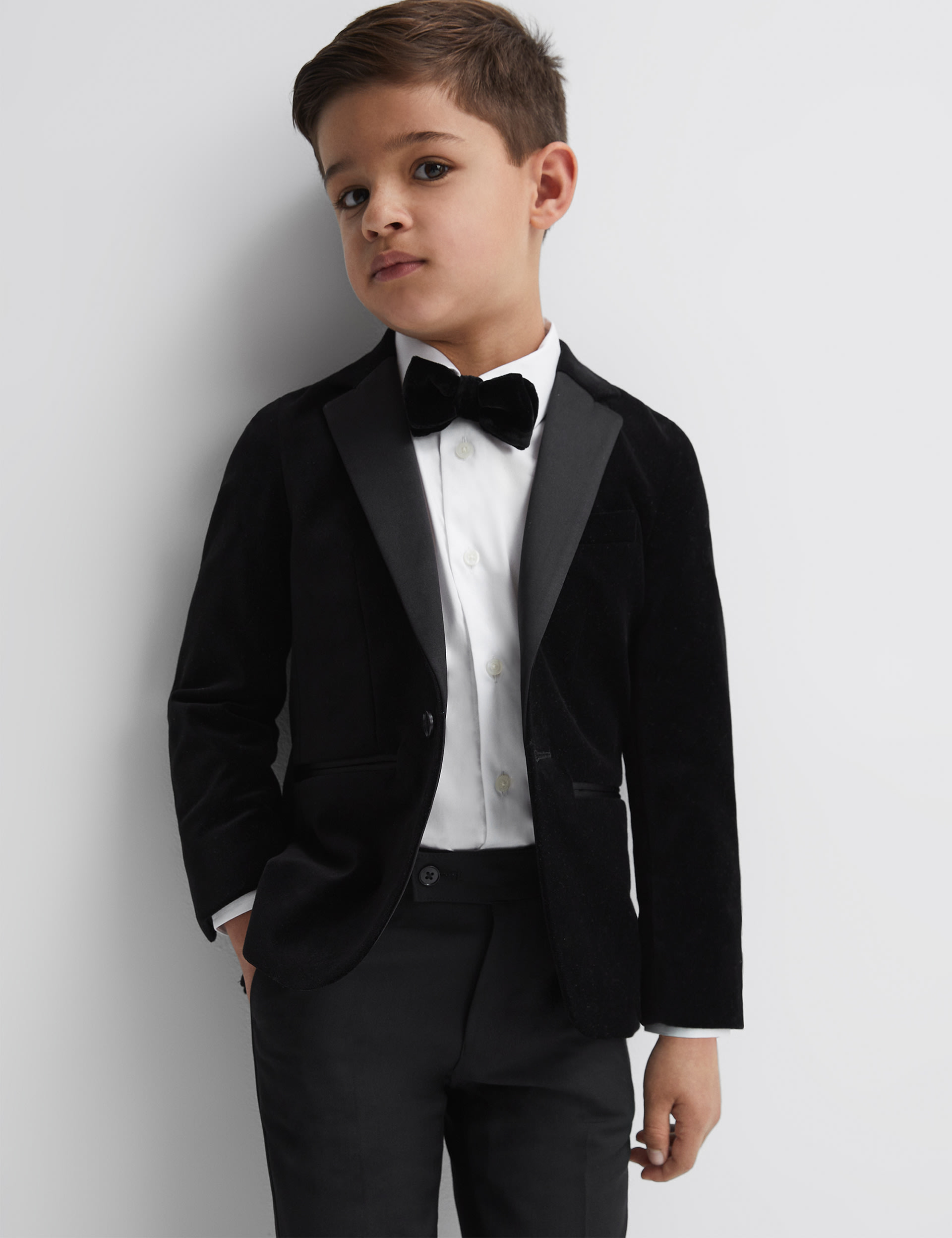 Reiss Boys Velvet Single Breasted Blazer (3-14 Yrs) - 7-8 Y - Black, Black