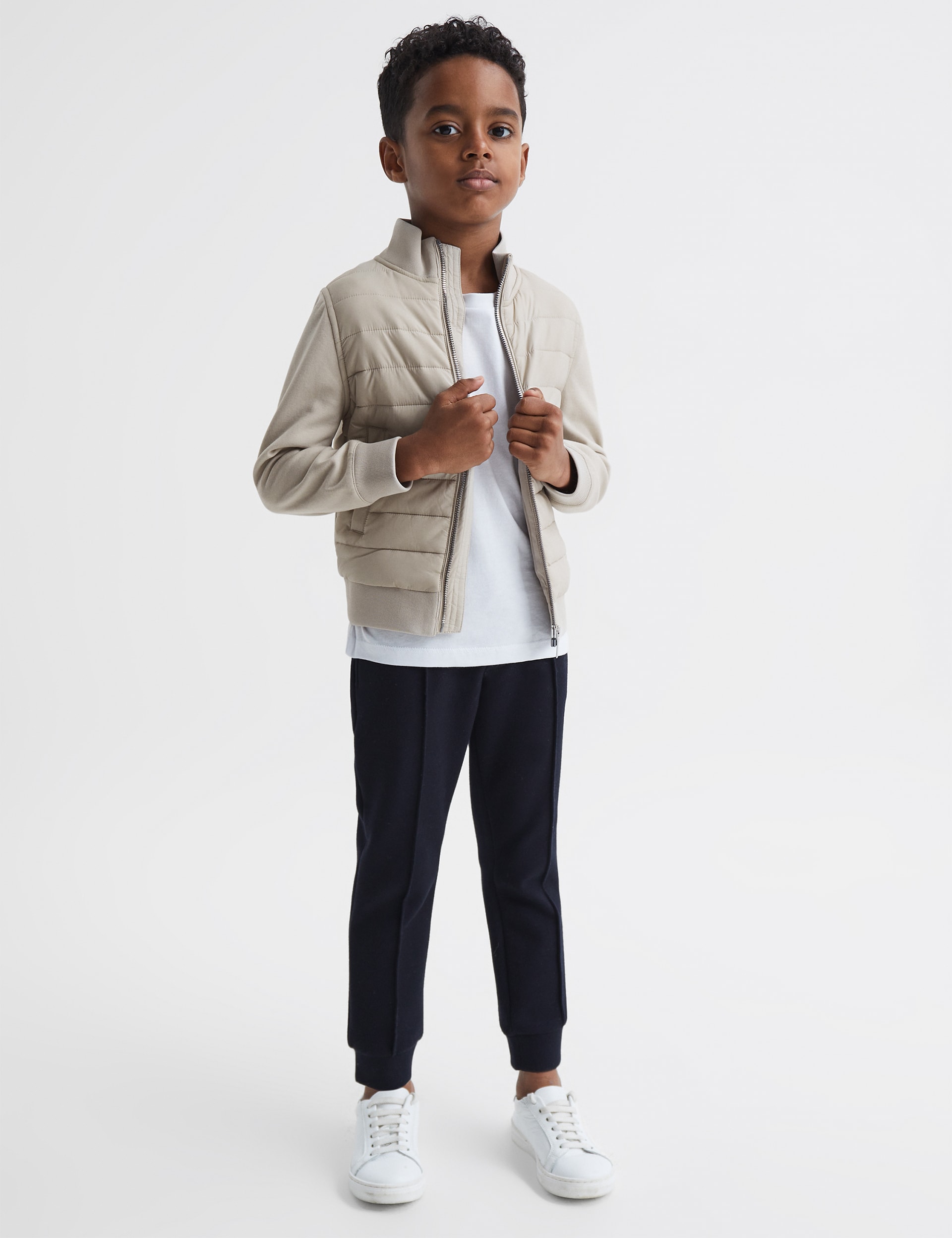 Reiss Boys Cotton Blend Quilted Jacket (3-14 Yrs) - 5-6 Y - Stone, Stone