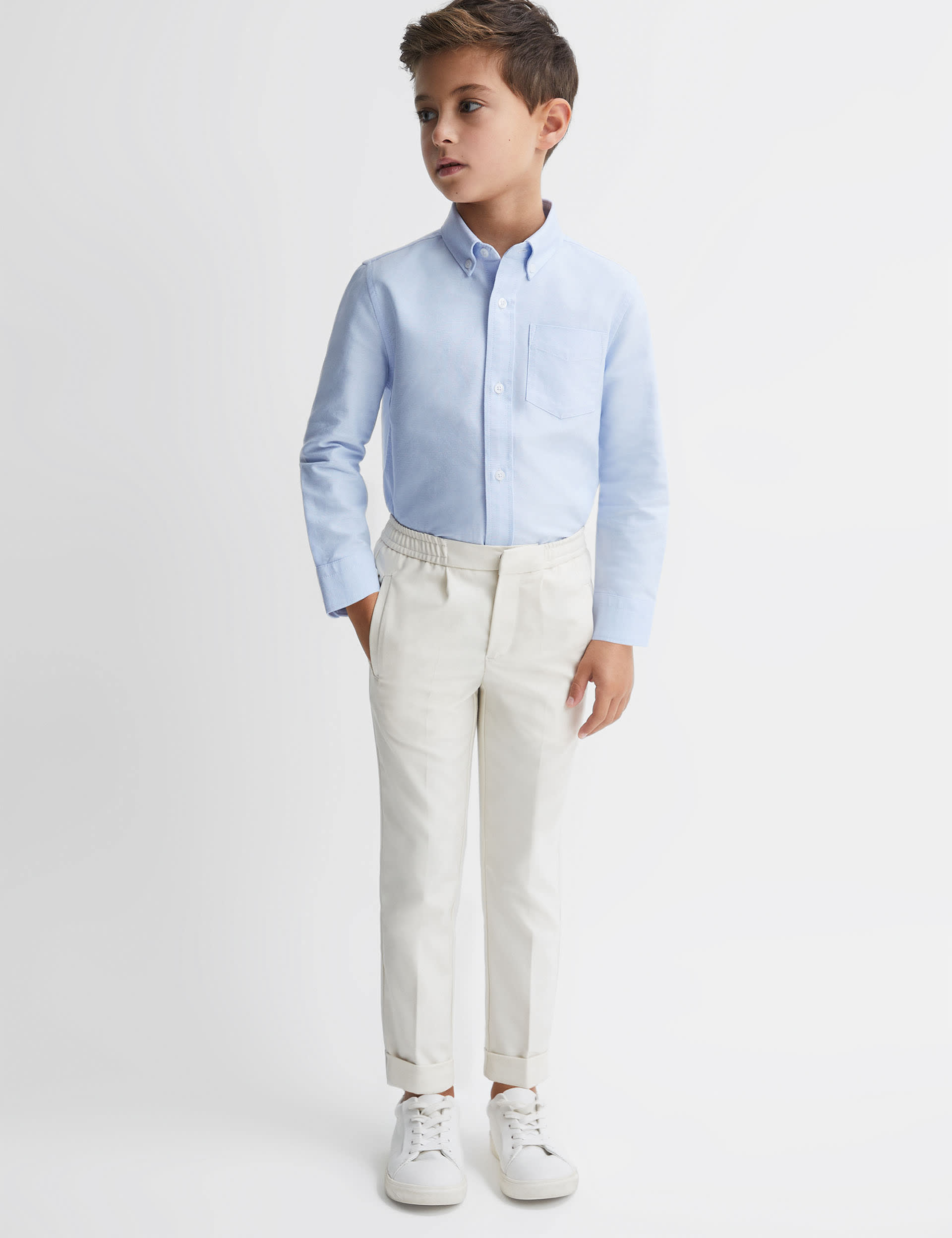 Reiss Boys Pure Cotton Oxford Shirt (3-14 Yrs) - 4-5 Y - Light Blue, Light Blue