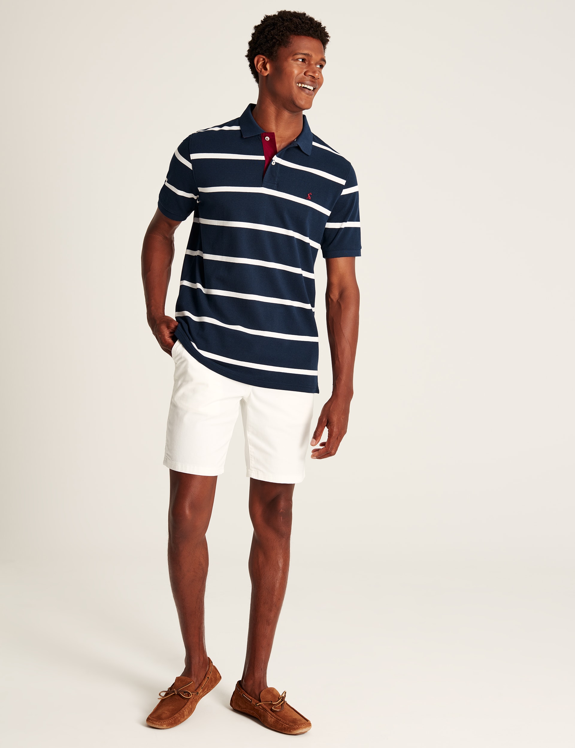 Joules Men's Pure Cotton Pique Striped Polo Shirt - Navy Mix, Navy Mix