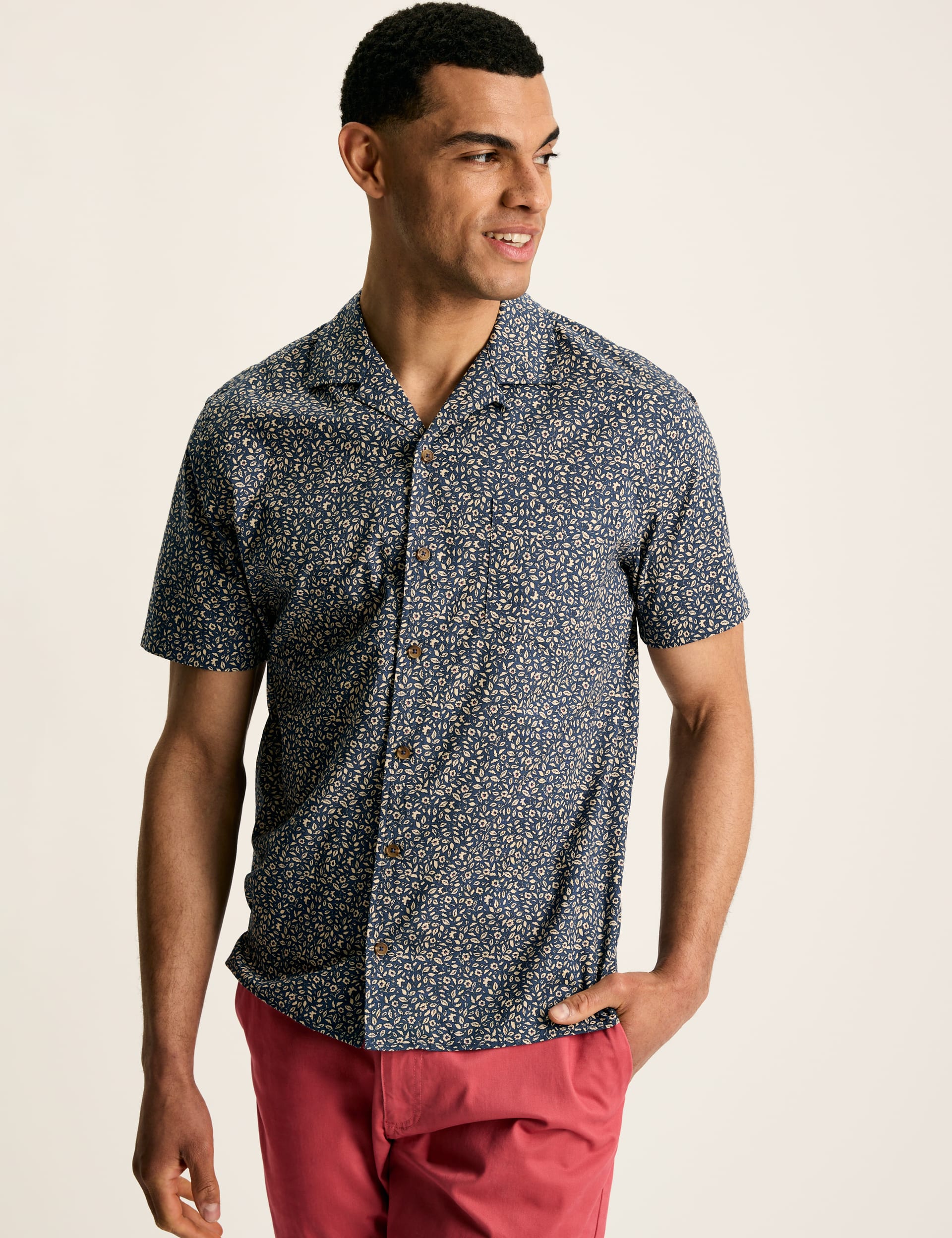 Joules Men's Pure Cotton Floral Shirt - M - Blue Mix, Blue Mix