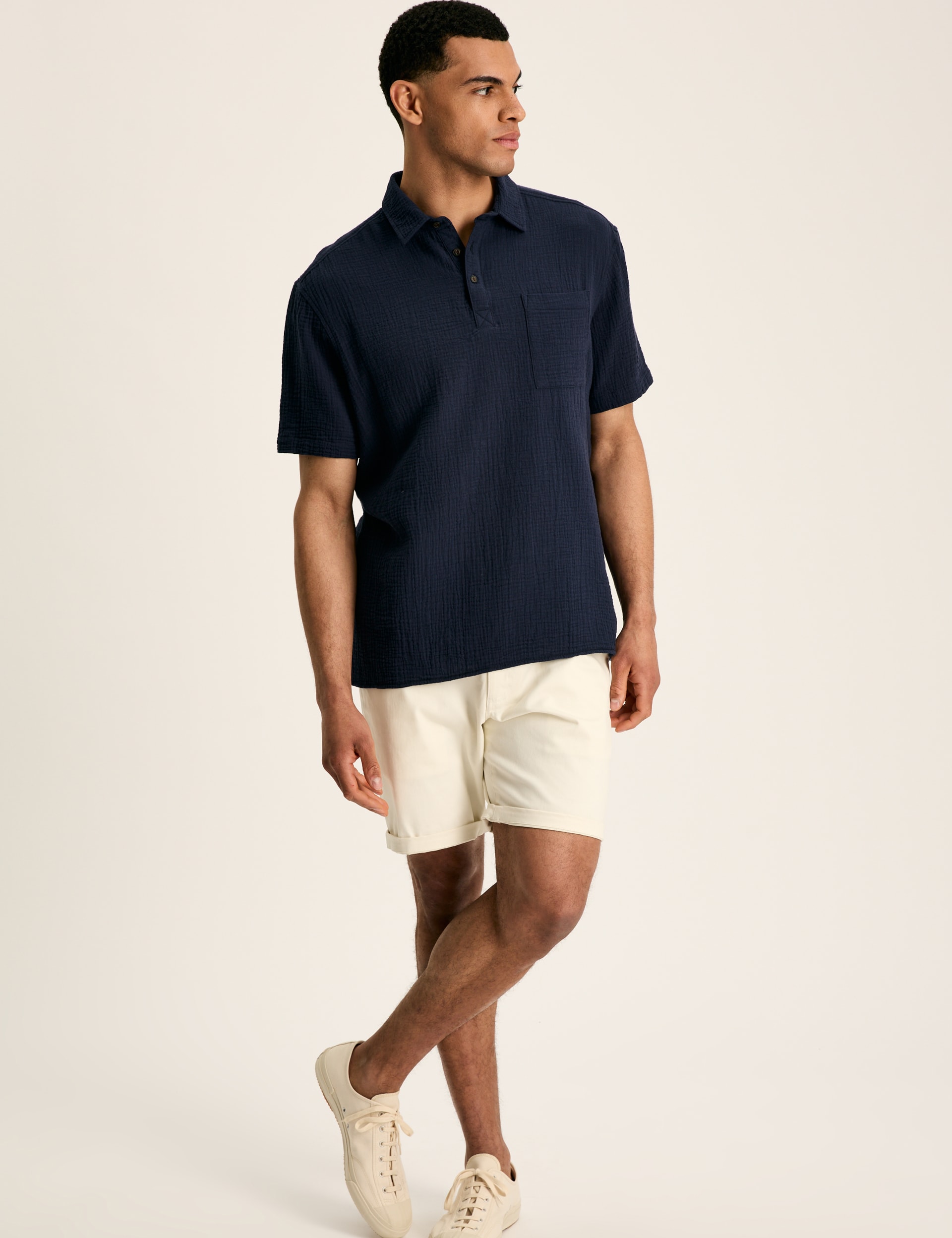 Joules Men's Pure Cotton Textured Polo Shirt - Navy Mix, Navy Mix